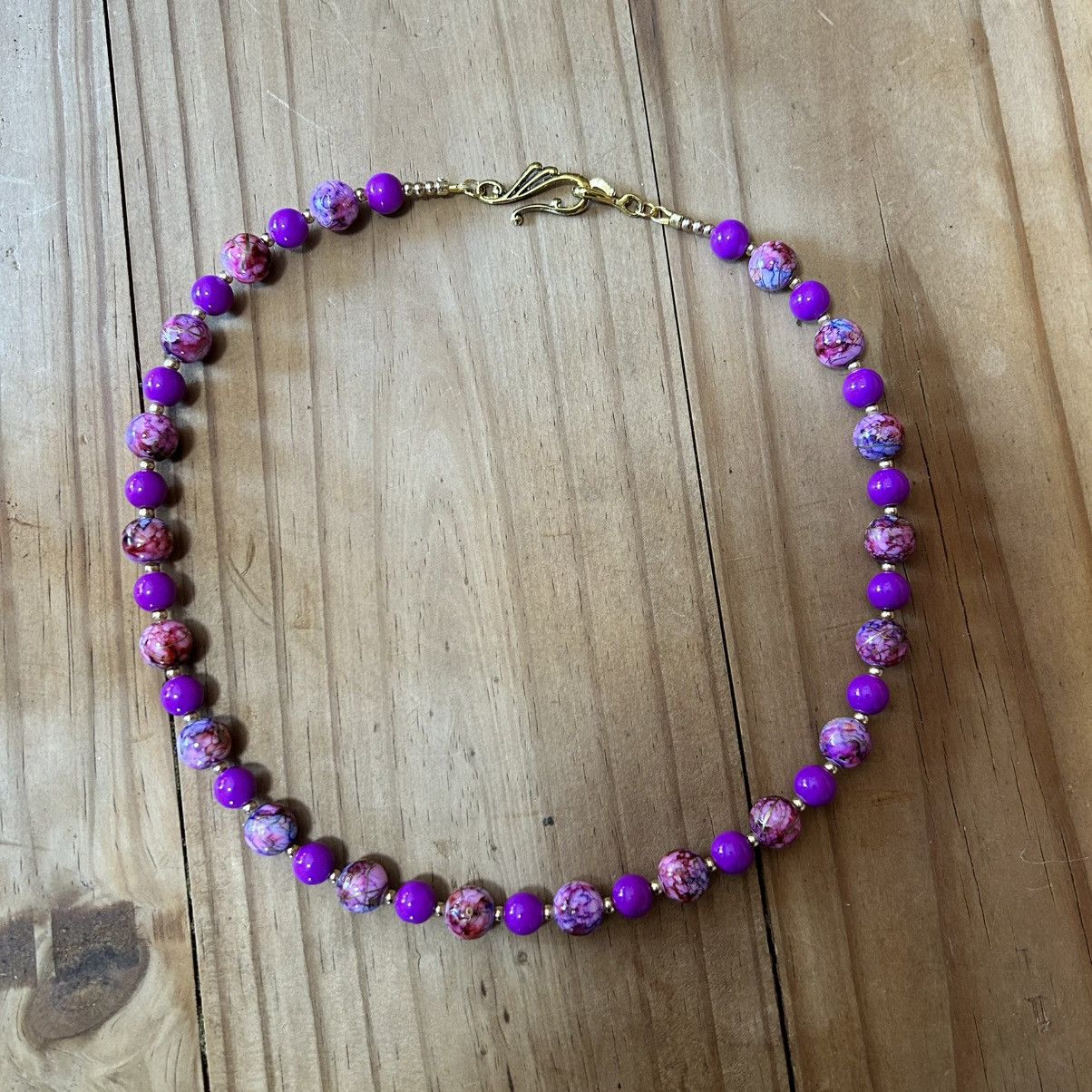 Handmade Handcrafted fuchsia art glass bead necklace Size ONE SIZE - 5 Thumbnail