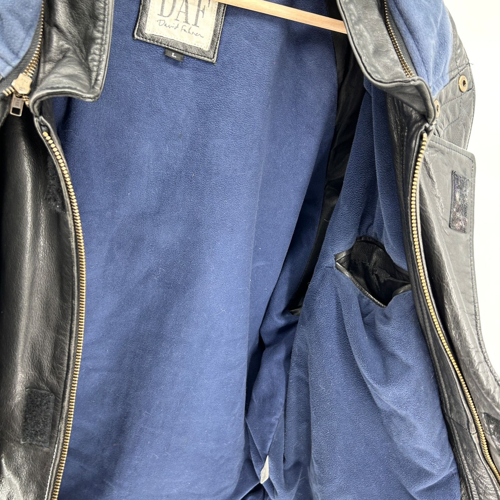 Vintage 90s DAF David Fahren Black Leather Hooded Bomber Jacket Size US L / EU 52-54 / 3 - 7 Thumbnail