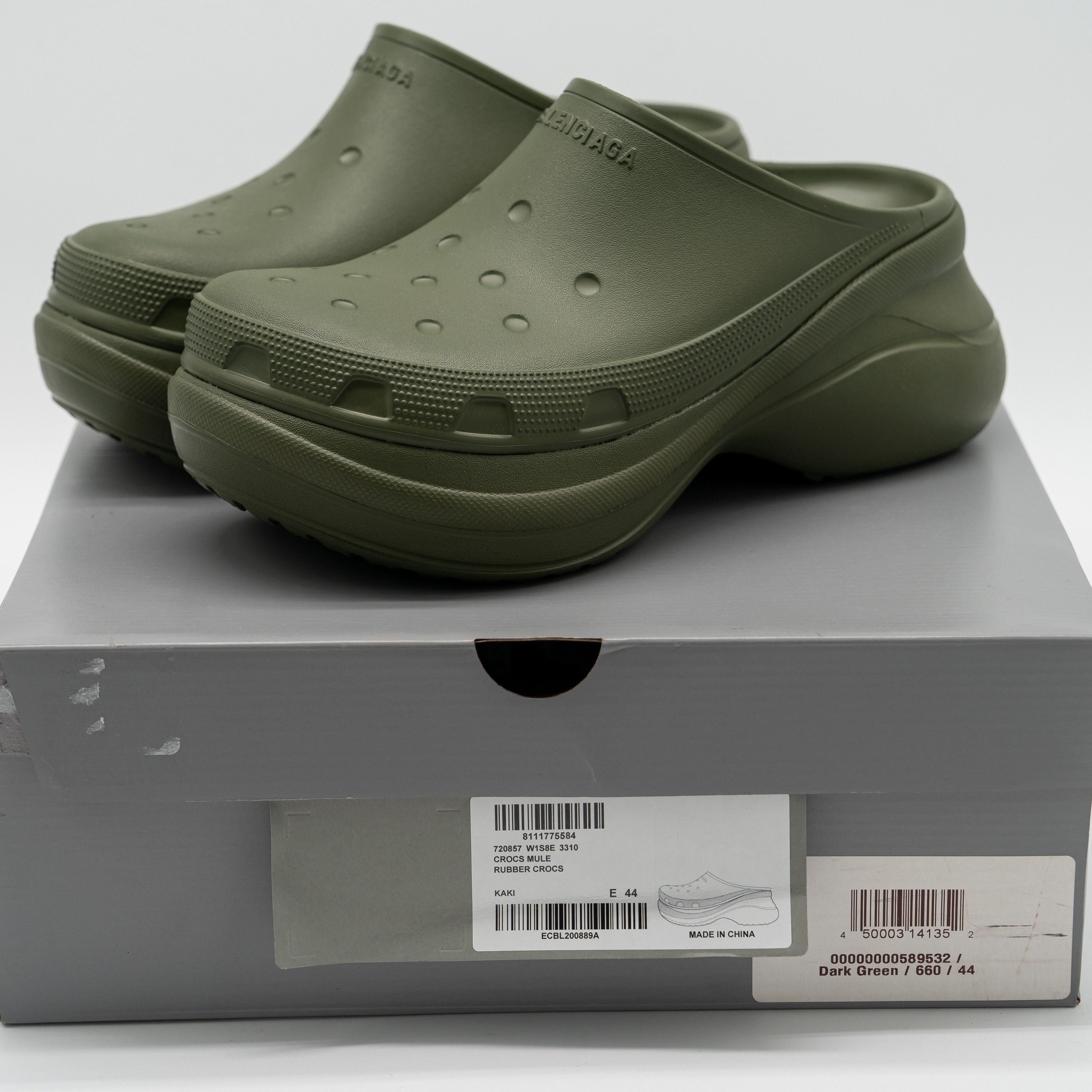 Balenciaga × Crocs 44 - Balenciaga Crocs Mule Green Khaki Slide Sandal Platform Size US 11 / EU 44 - 12 Thumbnail
