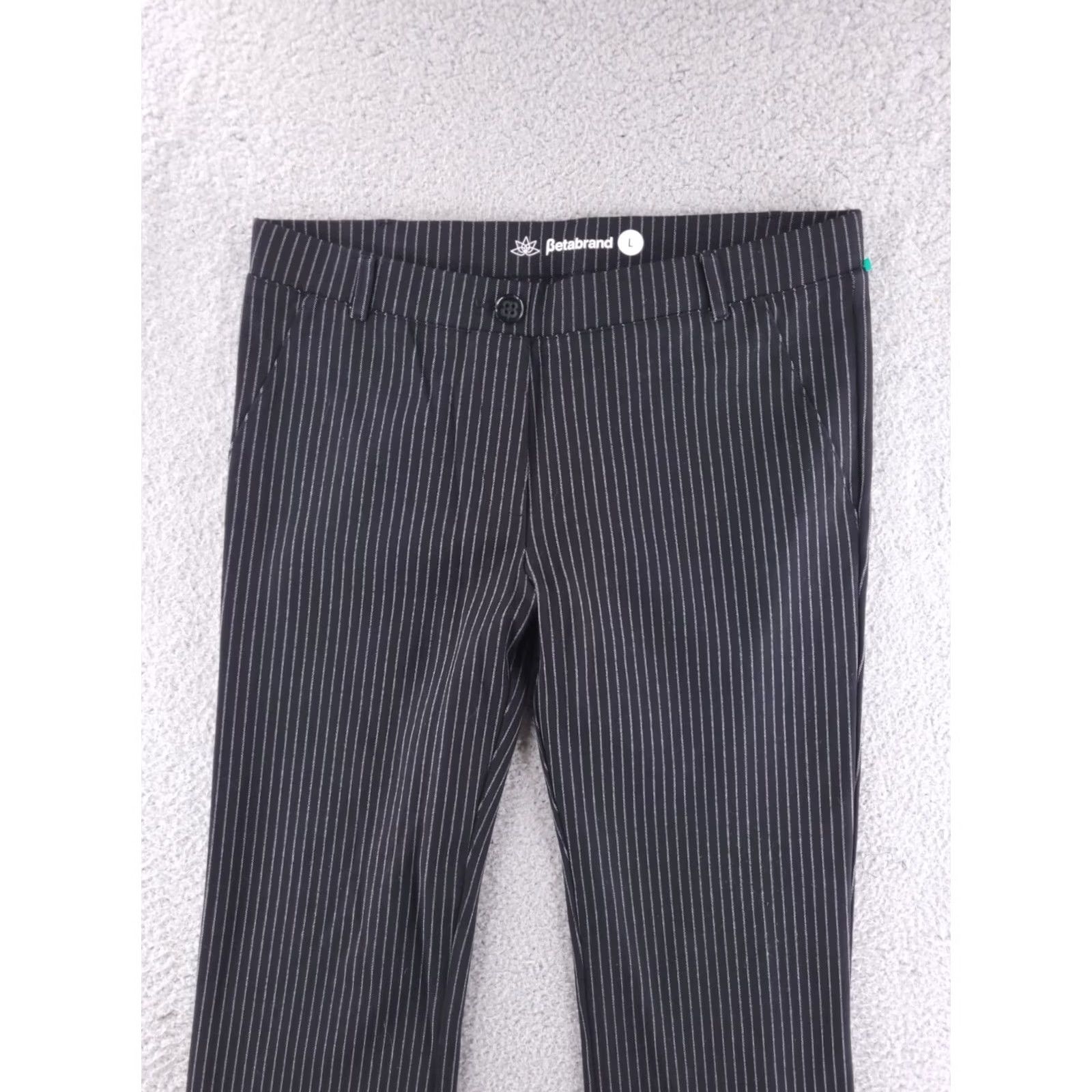 Vintage Betabrand Pants Womens Large Black White Pinstripe Straight Yoga Dress Pants Dress Pants Size 36" / US 14 / IT 50 - 2 Thumbnail