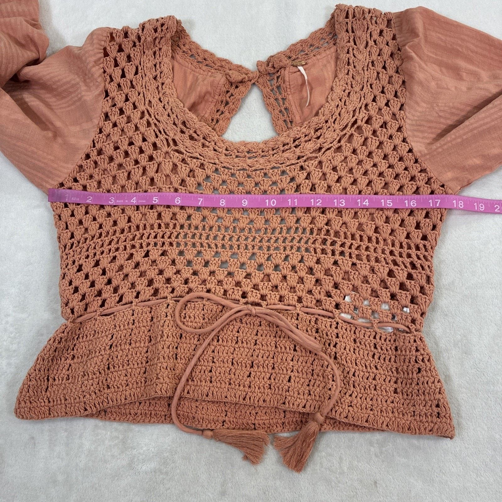 Free People Free People Crocheted Crop Bell Sleeve Boho Top Small Size S / US 4 / IT 40 - 6 Thumbnail