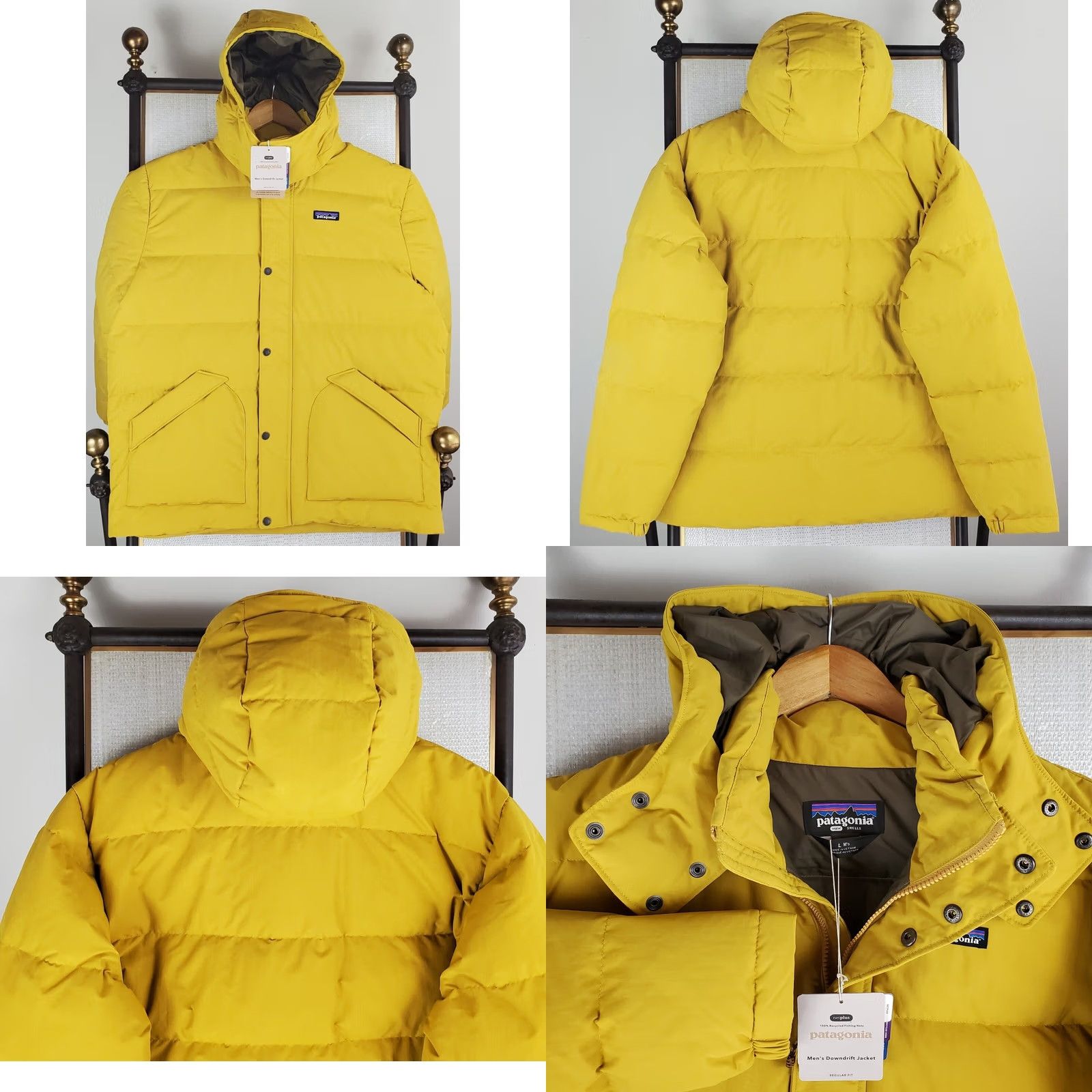 Patagonia PATAGONIA Jacket Mens 600 Down Hooded Downdrift Large Yellow Cabin Gold Winter Down Jacket Coat Size US L / EU 52-54 / 3 - 8 Thumbnail