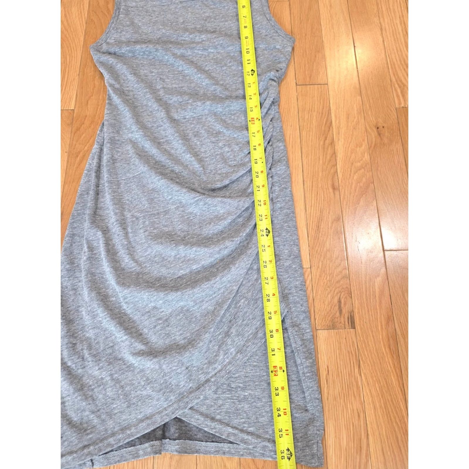 Vintage Leith Tank Dress Women's S Gray Cotton Sleeveless Round Neck Ruched Side Knee Length Size S / US 4 / IT 40 - 6 Thumbnail