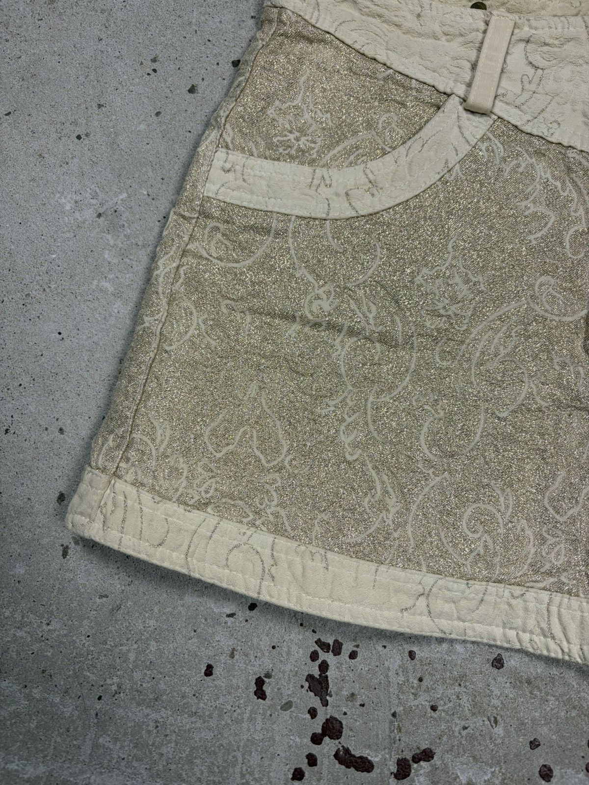 Just Cavalli 2000s Just Cavalli Roberto Beige Gold Mini Skirt Cow Belt Size 32" / US 10 / IT 46 - 3 Thumbnail