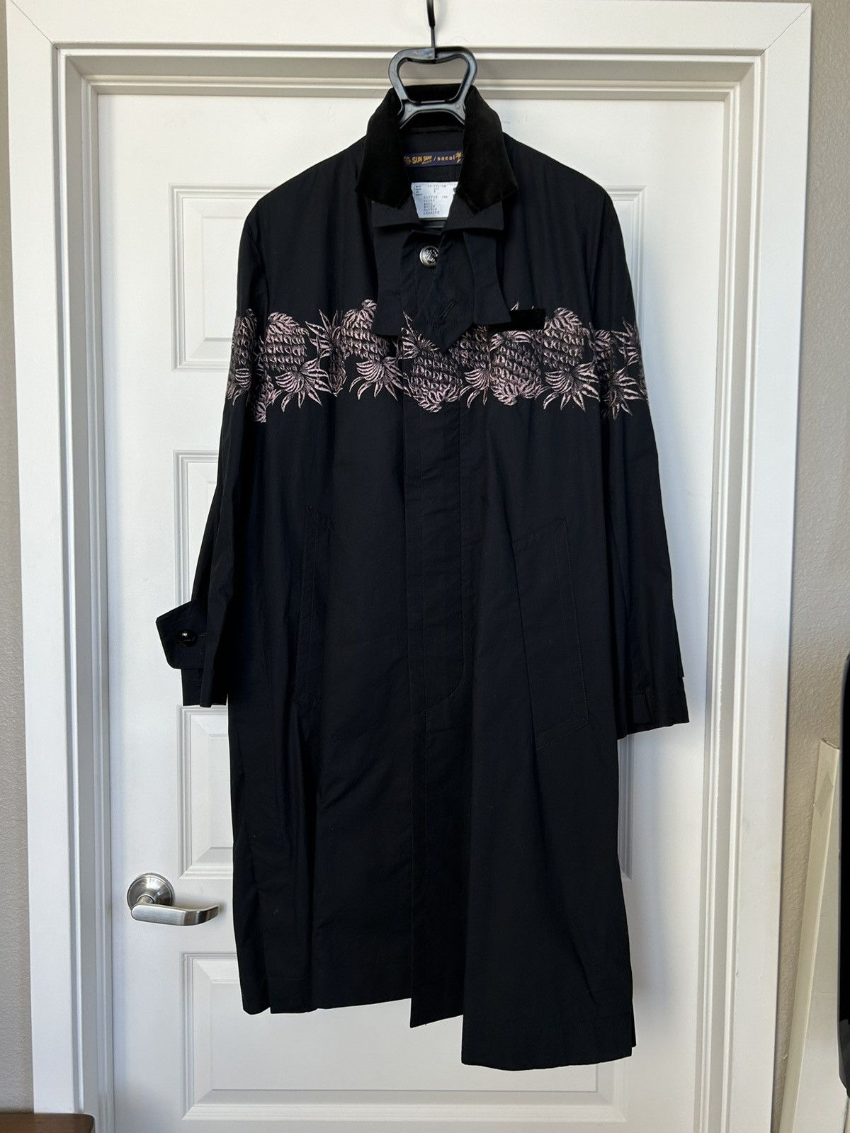 image of Sacai X Sunsurf Tokyo Exclusive Embroidered Trench in Navy, Men's (Size Medium)