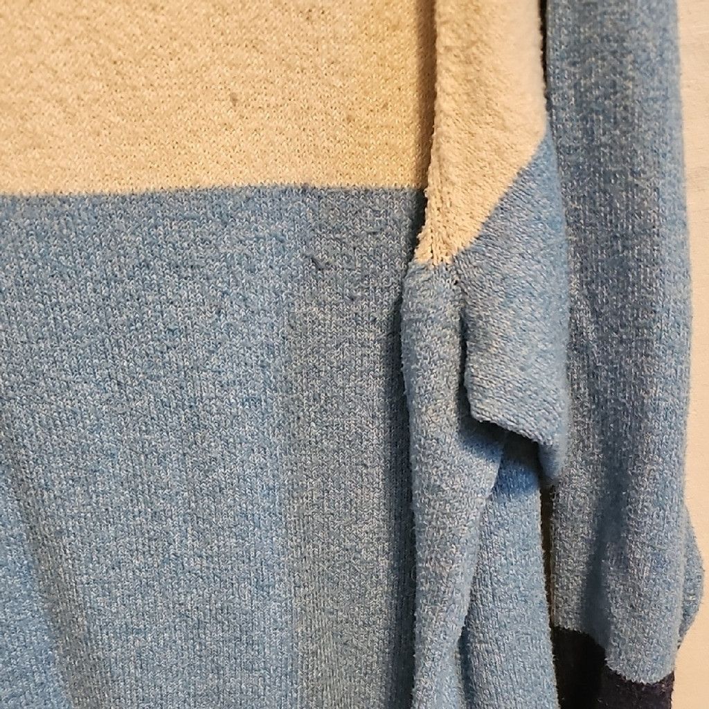 St. Johns Bay St. John's Bay Cream, Blue, and Navy Blue Cowl Neck Sweater Size 4XL / US 24-26 - 3 Thumbnail