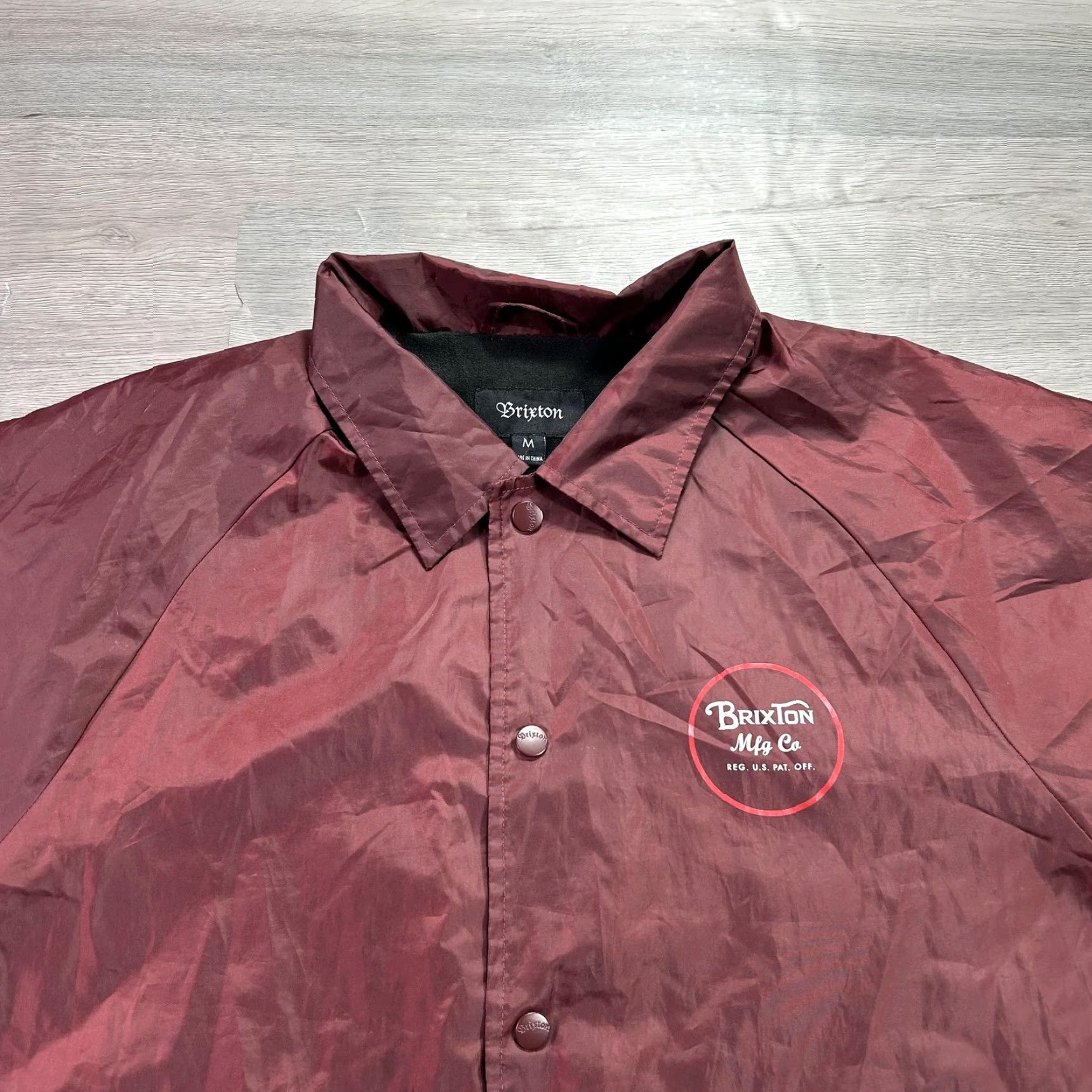 Brixton Brixton Jacket Mens Medium Maroon Coaches Windbreaker Back Logo Snap Front Size US M / EU 48-50 / 2 - 3 Thumbnail
