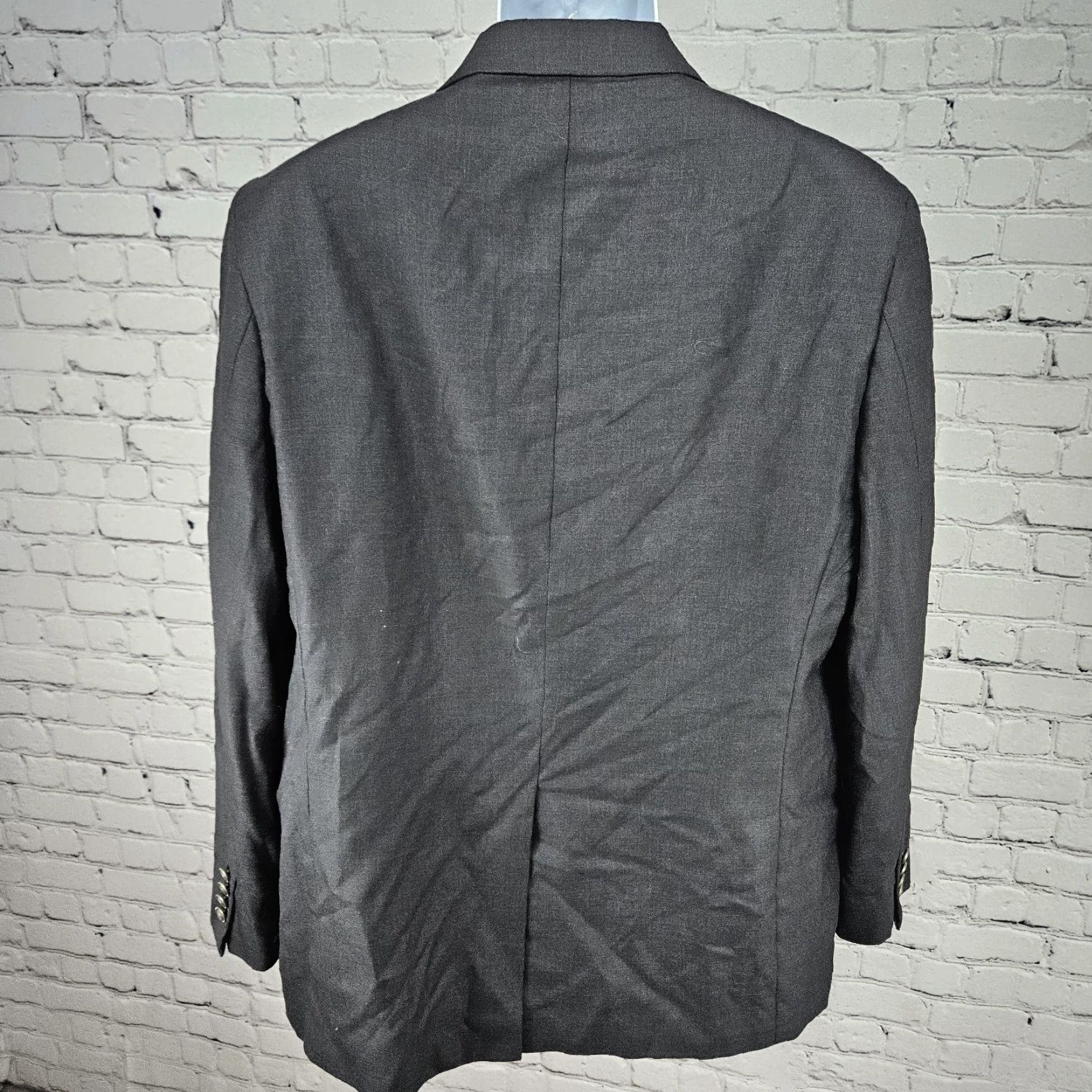 Stafford Stafford Grey 100% Wool 2 Button Single Vented Notch Blazer Sport Coat 46R Mens Jacket Size 46R - 2 Thumbnail