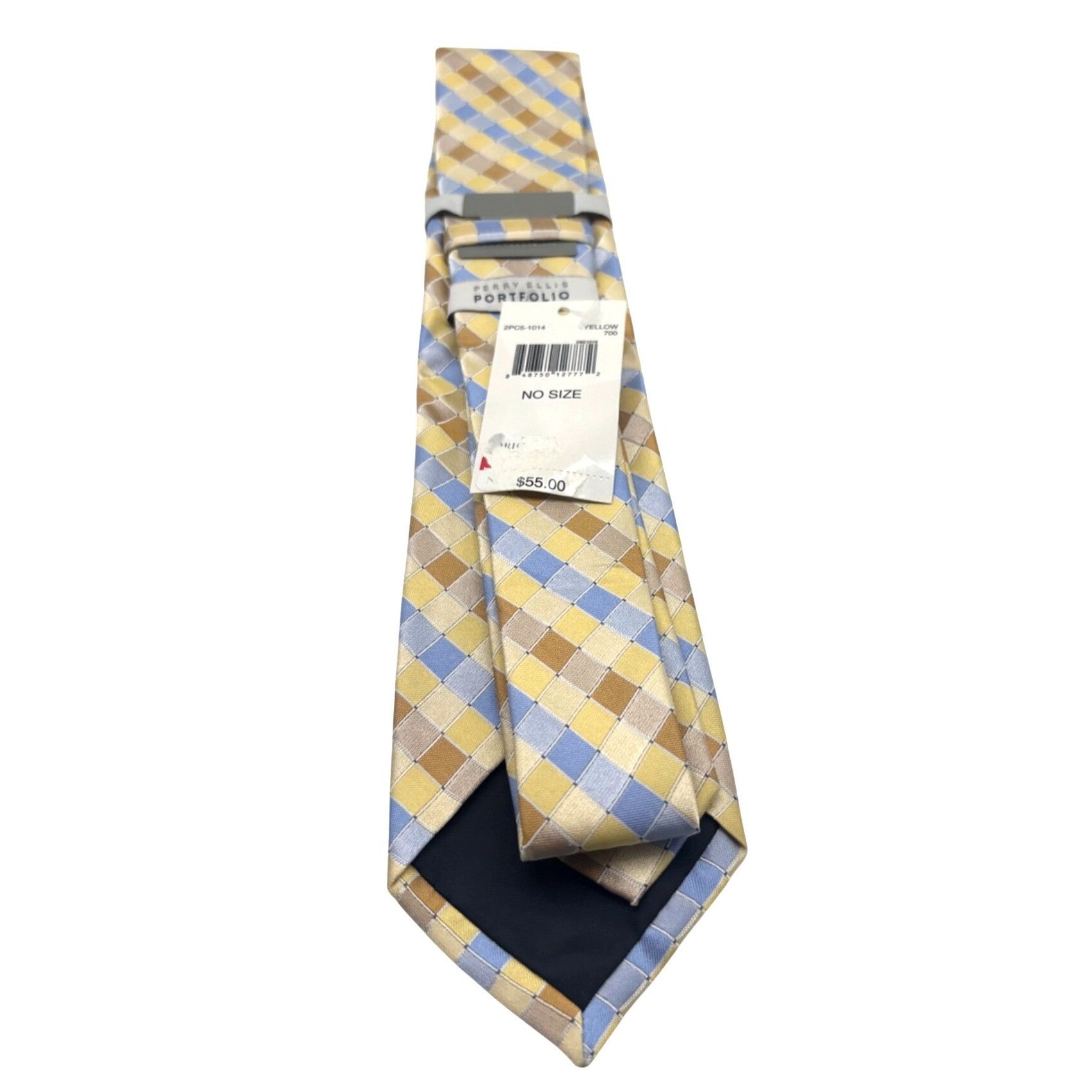 Perry Ellis Perry Ellis Portfolio Stolk Geo Slim Silk Tie, Yellow, OS Size ONE SIZE - 6 Thumbnail