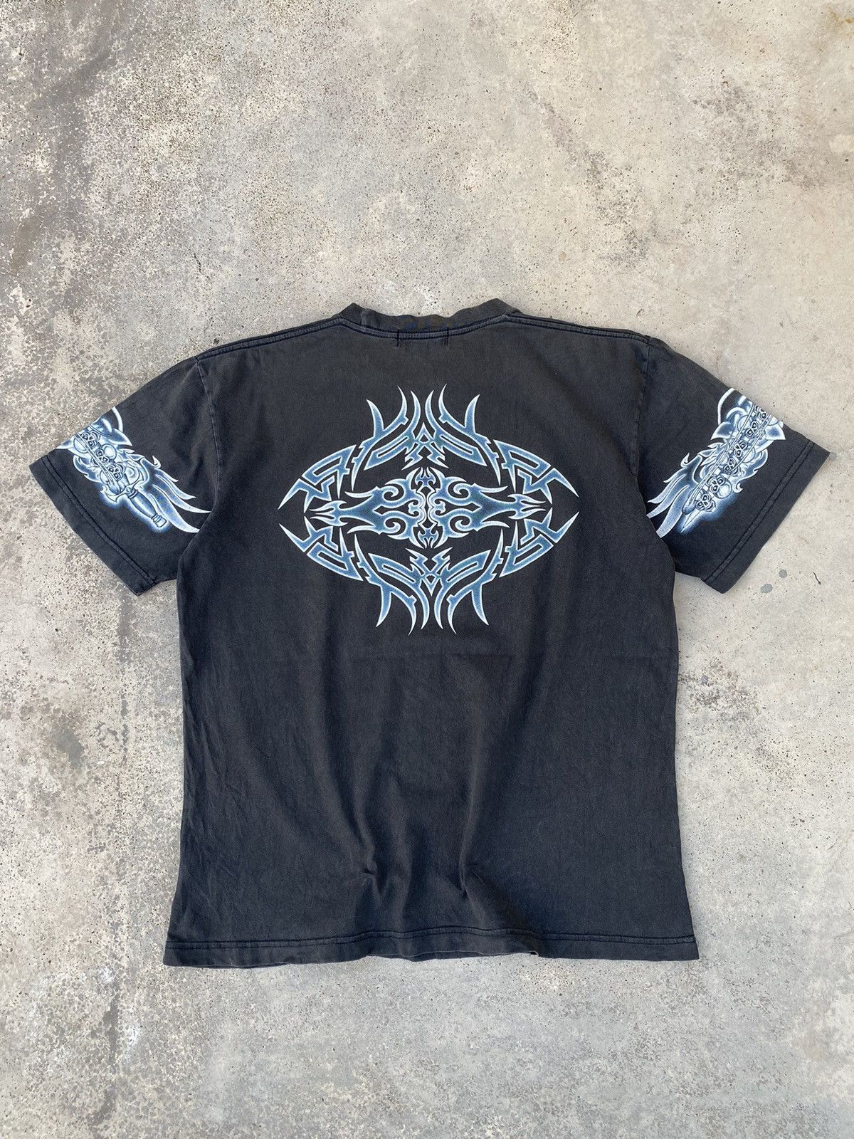 Affliction 2000s Cyber Skulls Blue Flames Jnco Styled Tees Size US L / EU 52-54 / 3 - 5 Thumbnail