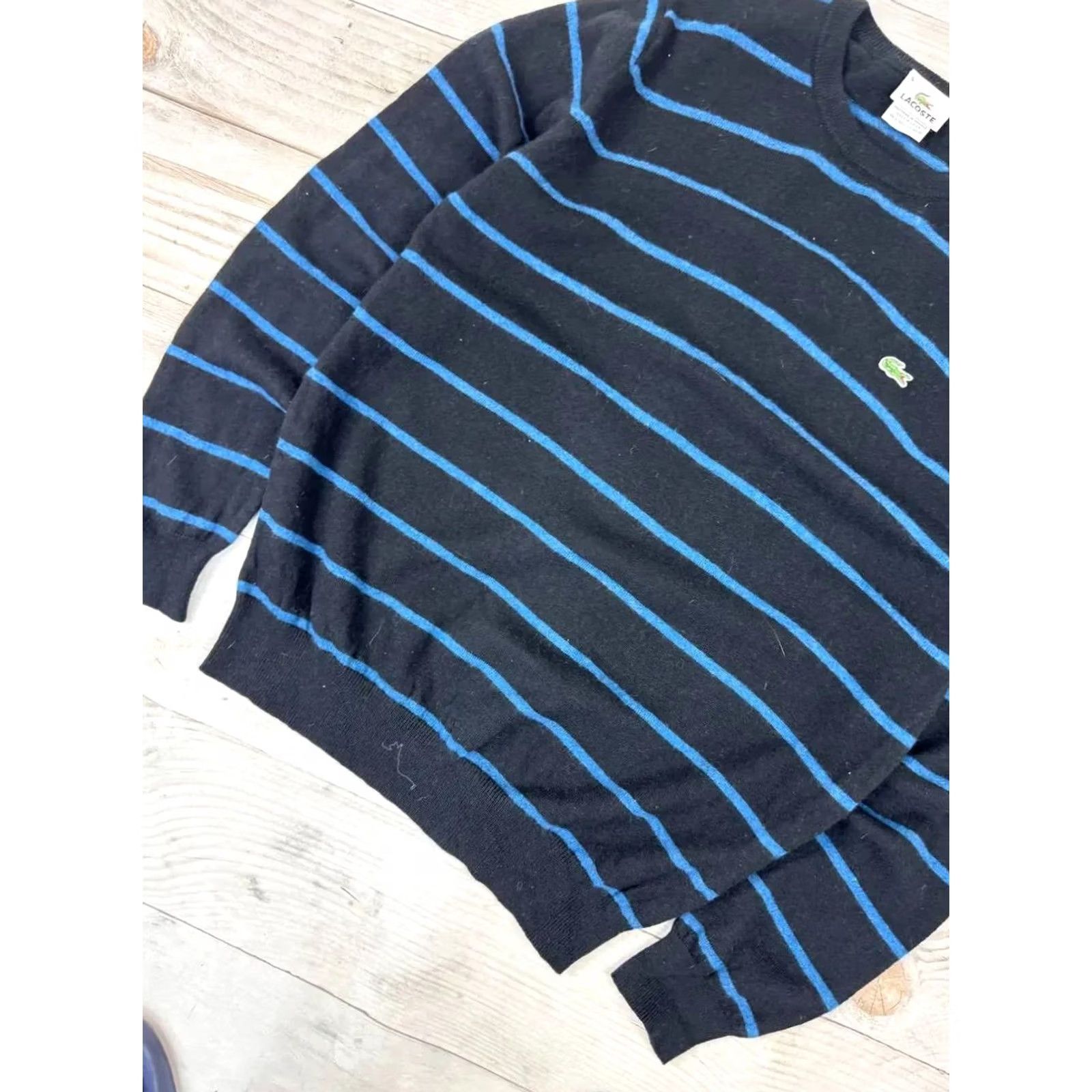 Lacoste VINTAGE Lacoste Sweater Knit Striped Black Size L Men Size US L / EU 52-54 / 3 - 2 Thumbnail