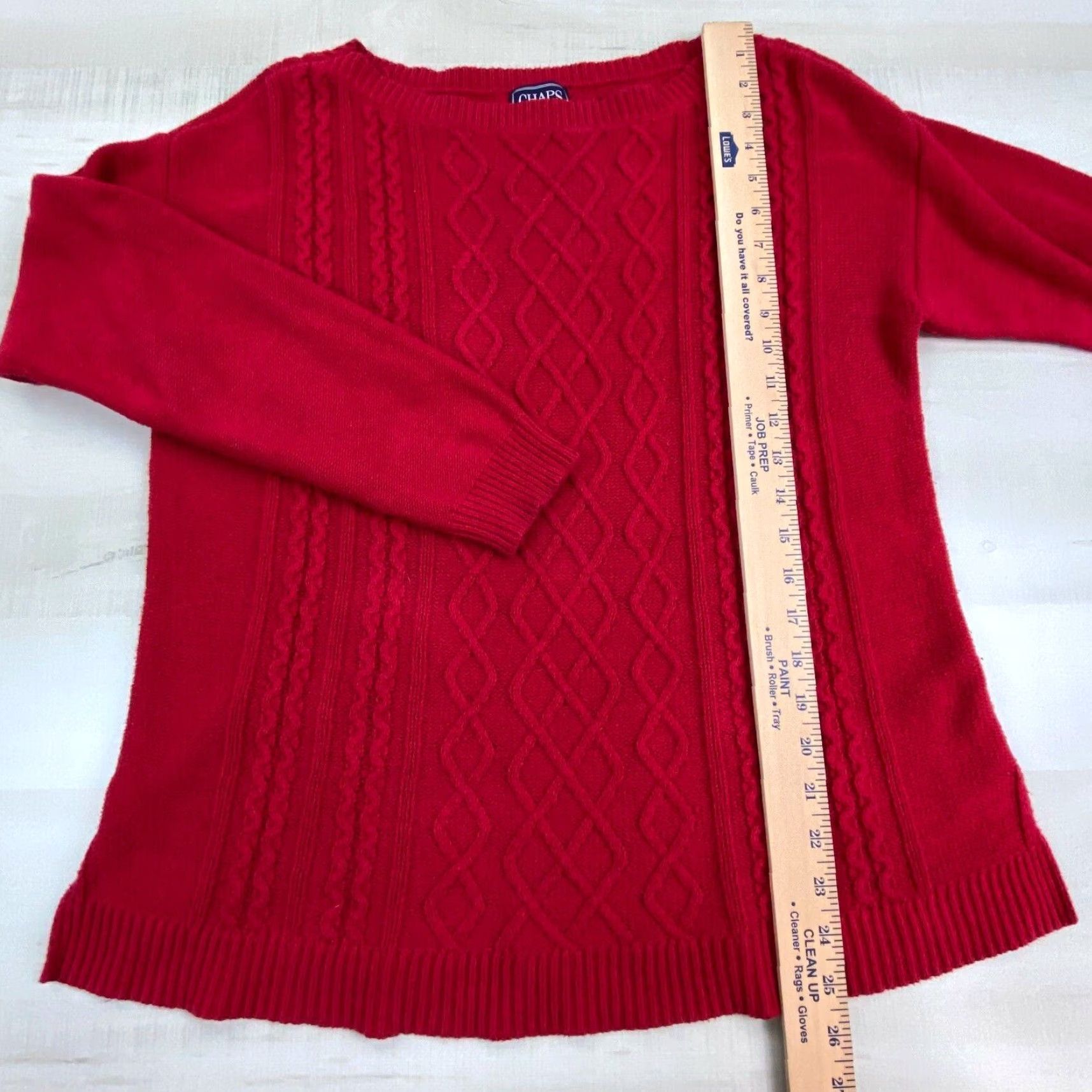 Chaps Chaps Womens Classic Cable Knit Sweater Red Medium Boat Neck Pullover Size M / US 6-8 / IT 42-44 - 7 Thumbnail