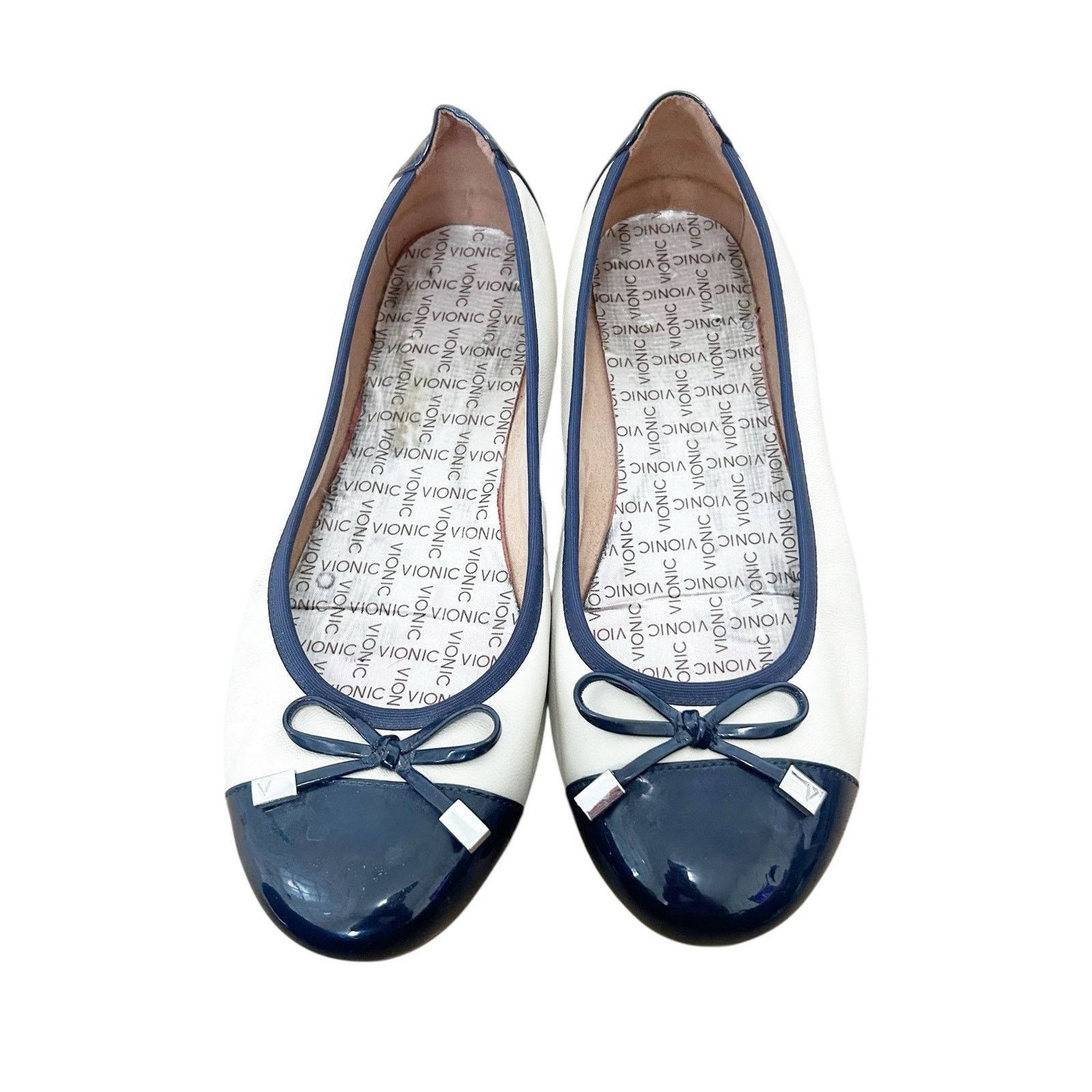 Vionic Vionic Black Cream Leather Minna Flats Sz 8 Size US 8 / IT 38 - 3 Thumbnail