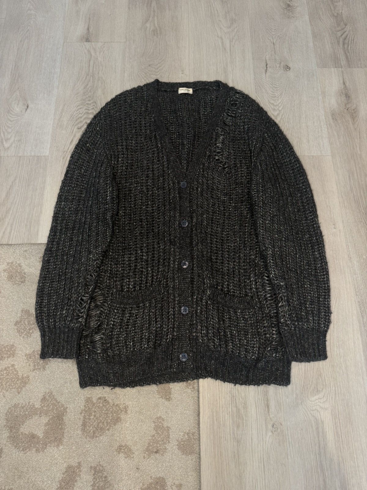 Saint Laurent Paris s/s 2015 distressed wool cardigan!! Size US L / EU 52-54 / 3 - 1 Thumbnail