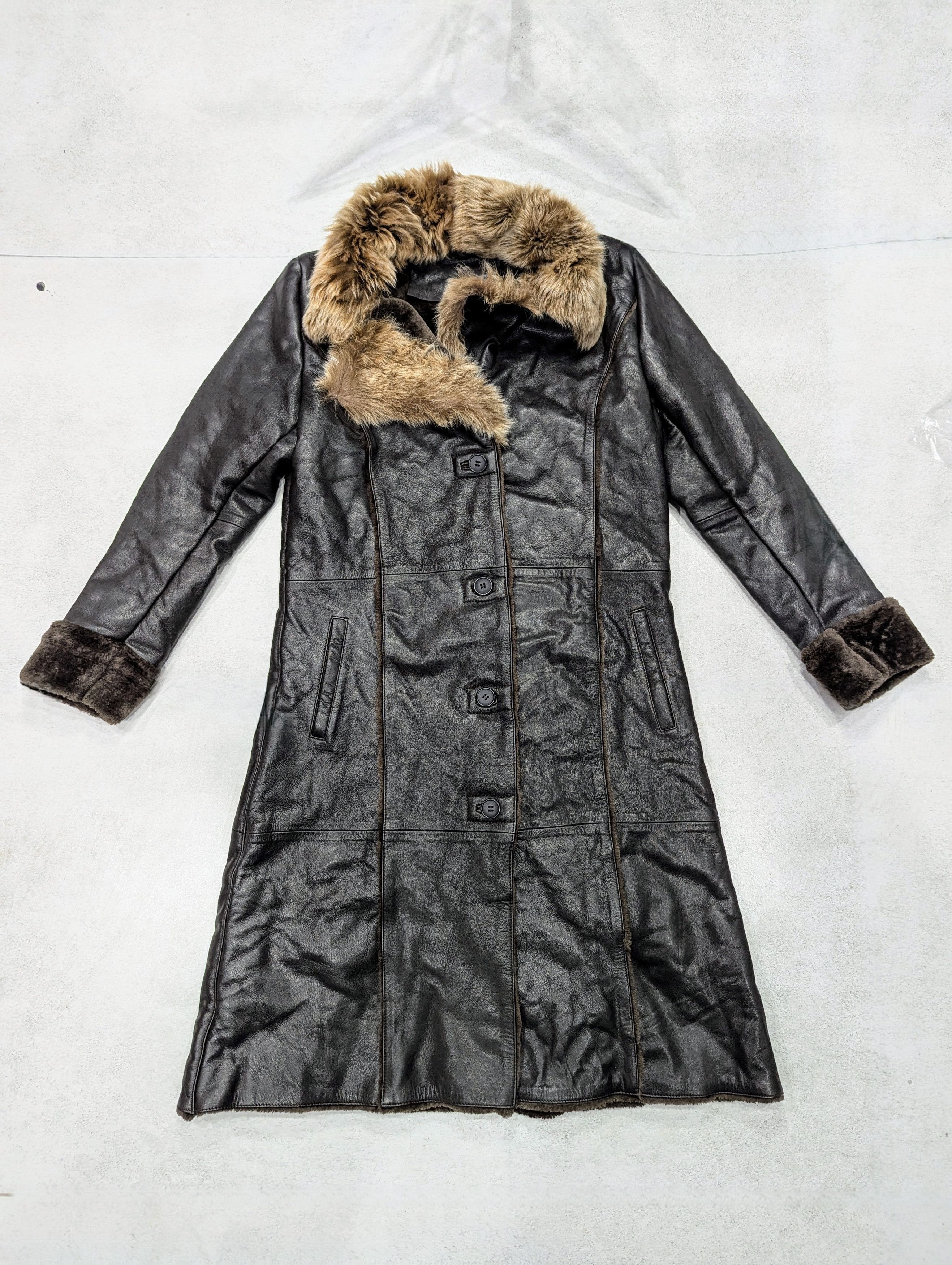 Genuine Leather 💥 KESTILA Leather Coat Fox Fur Collar Winter Designer Style Size M / US 6-8 / IT 42-44 - 1 Thumbnail