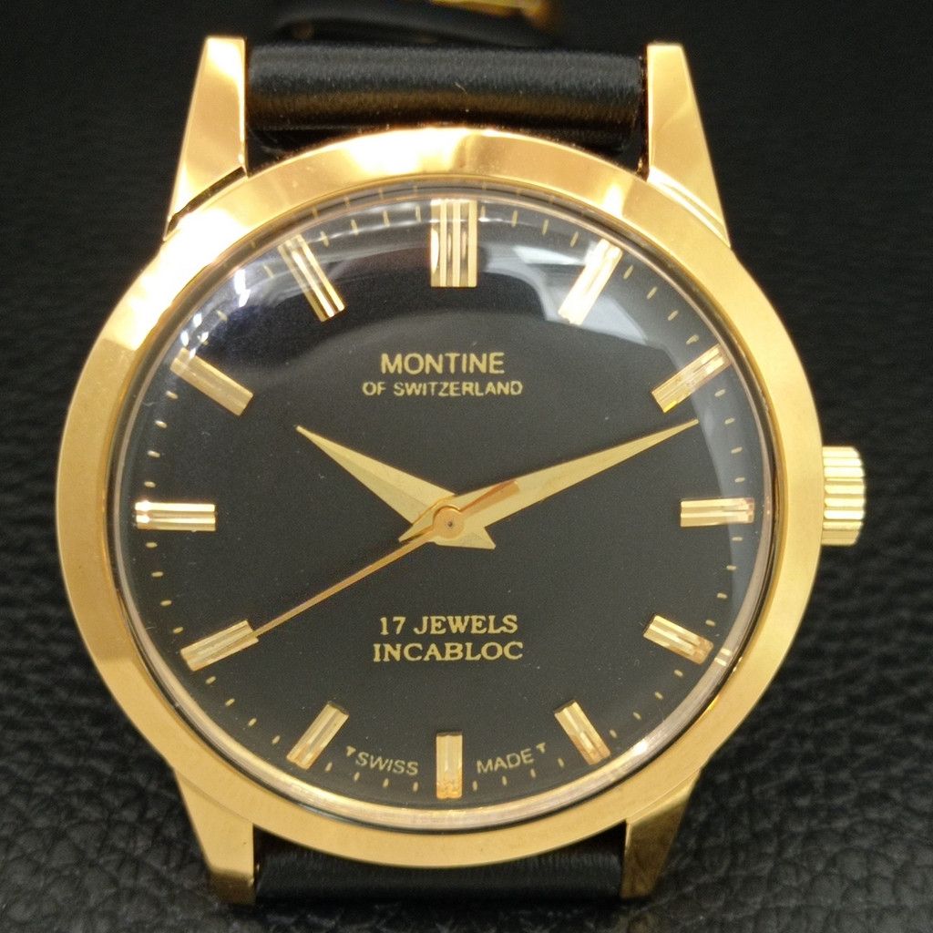 Other VINTAGE MONTINE HAND-WINDING SWISS MENS WATCH a444157 Size 38 - 4 Thumbnail