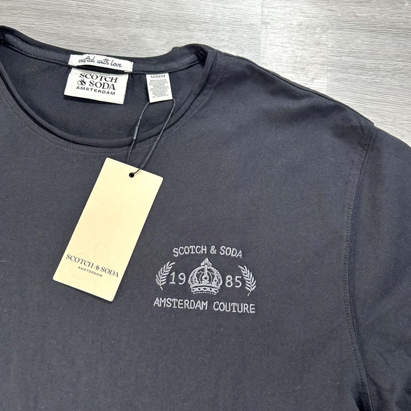Scotch & Soda SCOTCH & SODA Shirt Mens Medium Black Amsterdam Couture Embroidered Tee Size US M / EU 48-50 / 2 - 3 Thumbnail