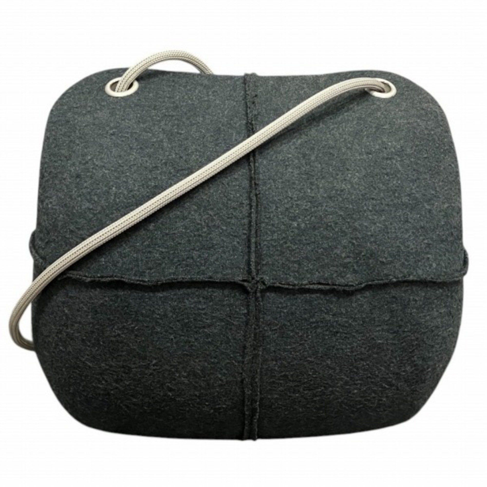 Chanel Hip Bag Wool Grey Shoulder Women's