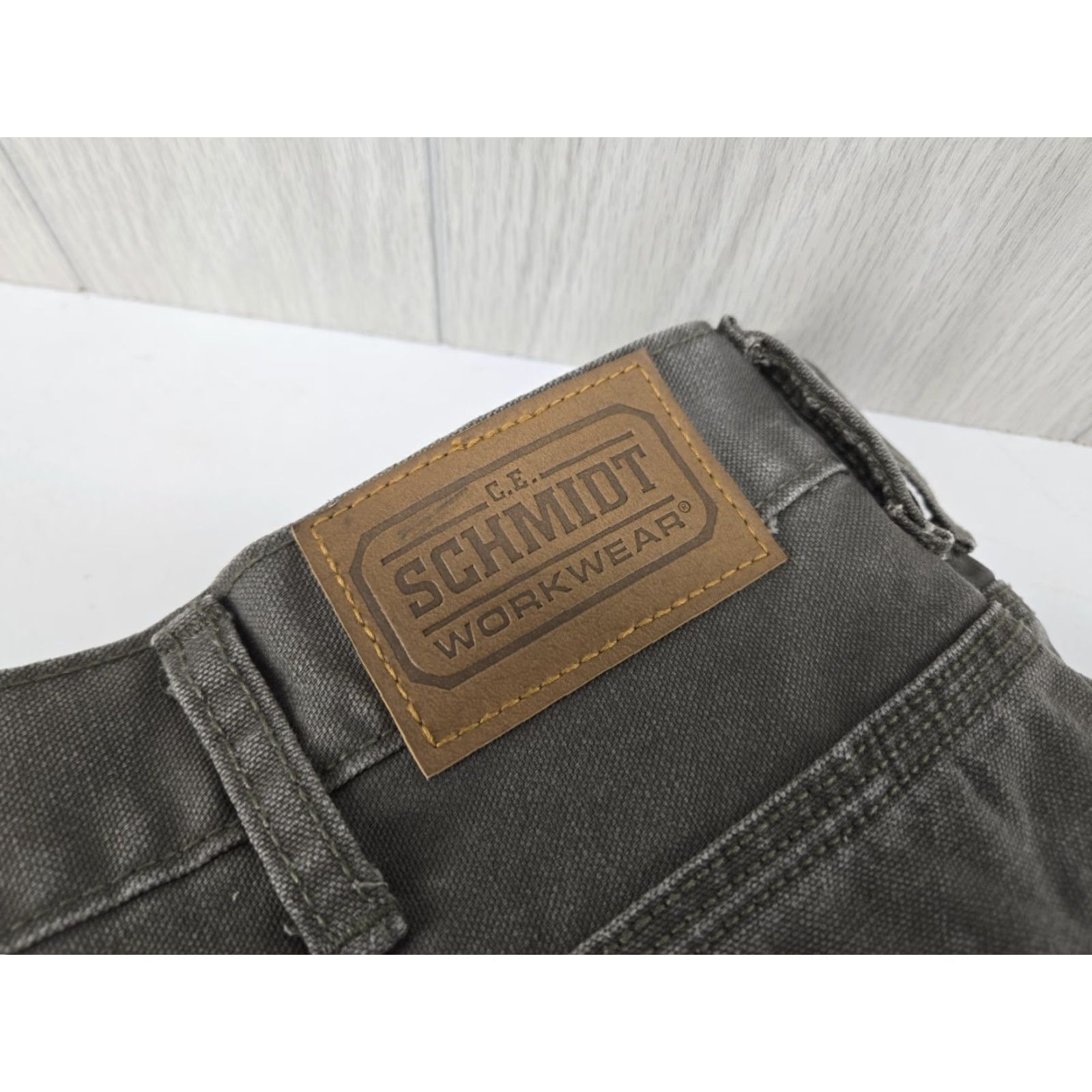 Vintage CE Schmidt Workwear Pants Mens 46x30 Gray Green Canvas Carpenter Jeans Pants Big & Tall Size US 30 / EU 46 - 4 Thumbnail