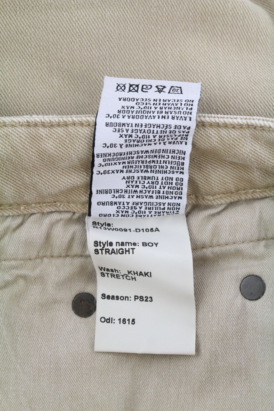 R13 BOY STRAIGHT 28 Khaki Stretch Faded Cropped 86263 Size 28" / US 6 / IT 42 - 11 Thumbnail