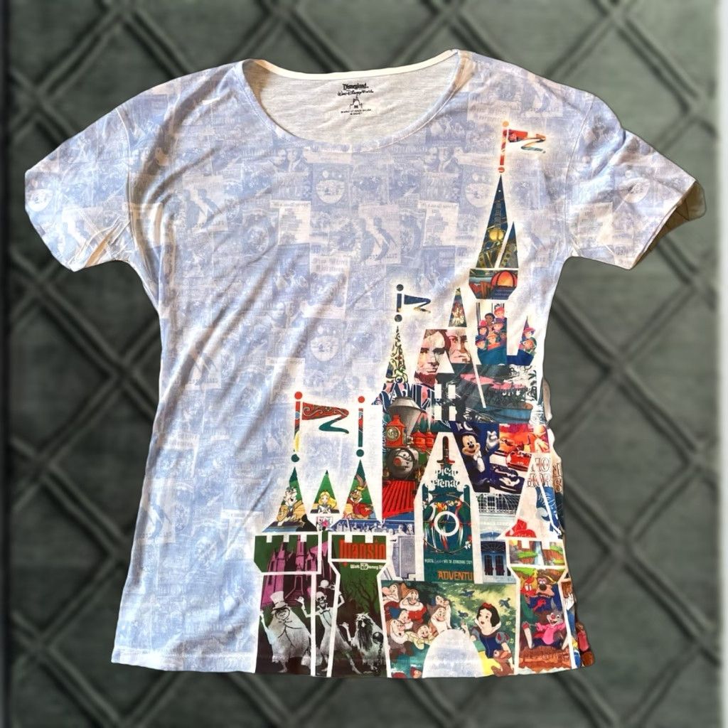 Vintage DISNEYLAND RESORT T-Shirt Women Mickey Mouse Blue All Over Print 40 years of Magic M Size M / US 6-8 / IT 42-44 - 1 Thumbnail