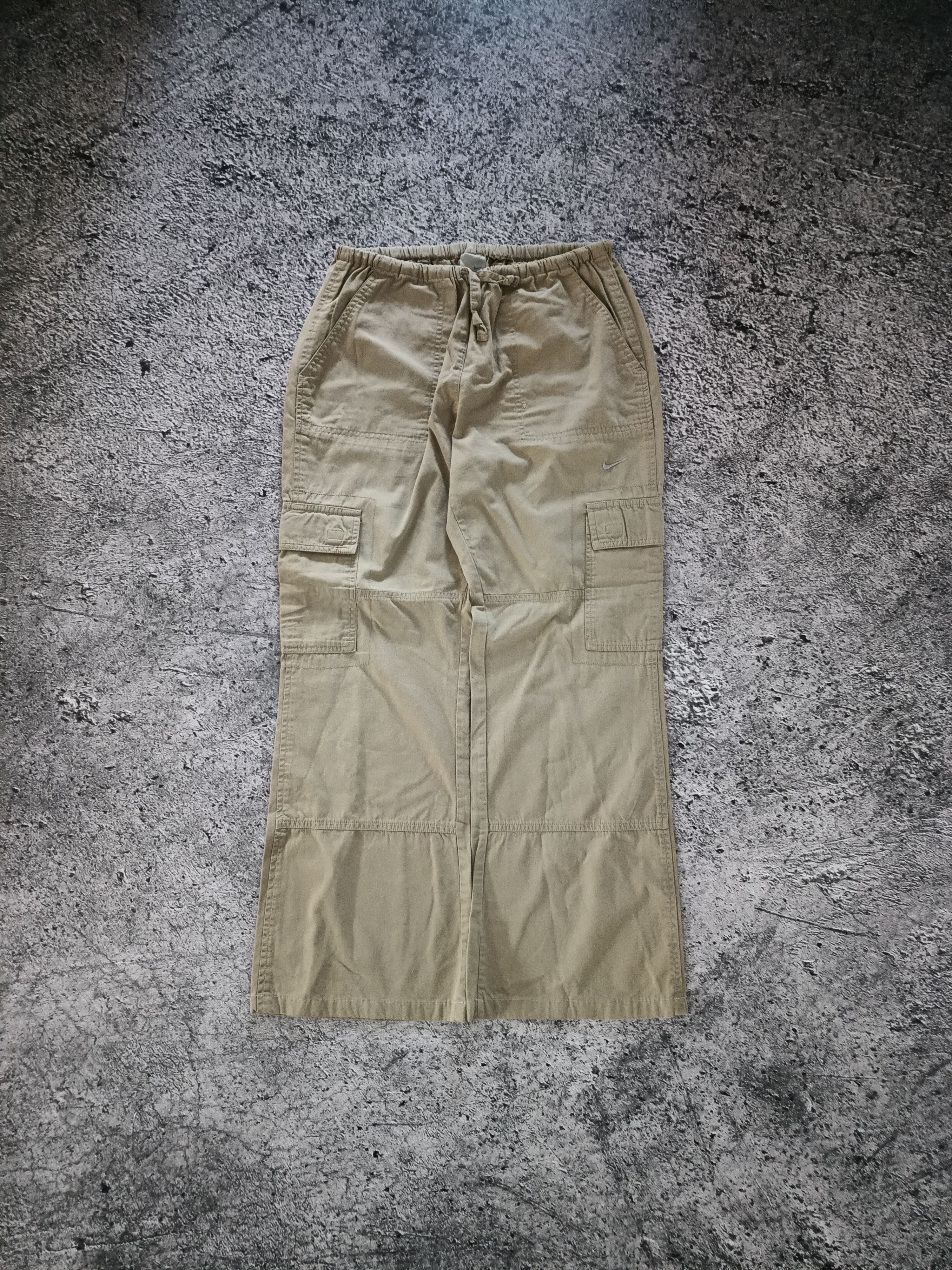 Nike × Vintage Y2k Beige Nike Baggy Flared Trackpants Sweatpants Size M Size 32" / US 10 / IT 46 - 1 Thumbnail