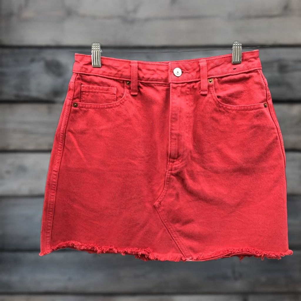 Abercrombie & Fitch VINTAGE Abercrombie & Fitch Zoe Natural Rise A-Line Denim Skirt 26 / 2 Red Mini Womens Skirt Size 26" / US 2 / IT 38 - 1 Thumbnail