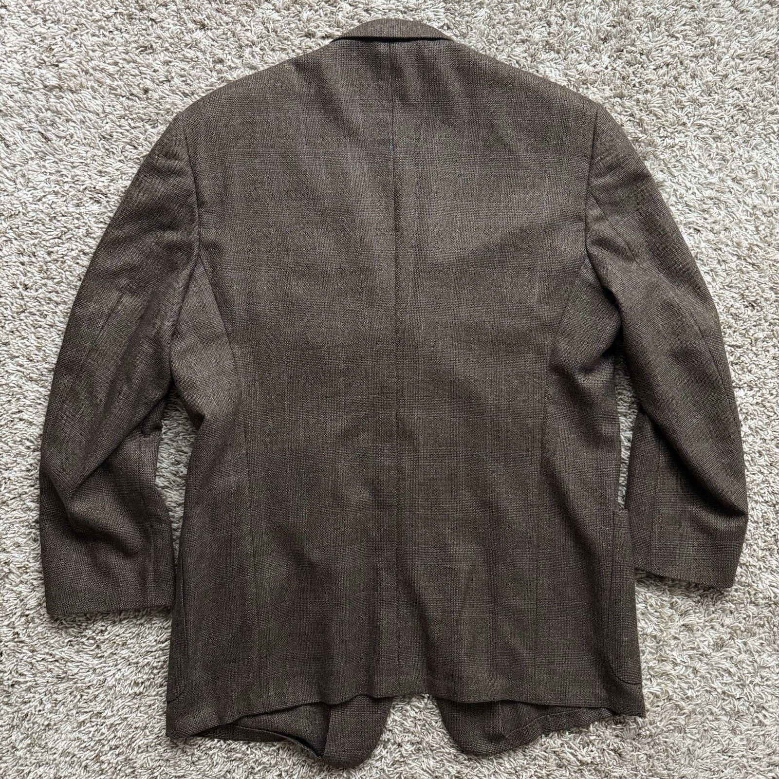 Ermenegildo Zegna × Vintage Ermenegildo Zegna Brown Plaid Suit Jacket 3 Button Wool 44R Size 44R - 2 Thumbnail
