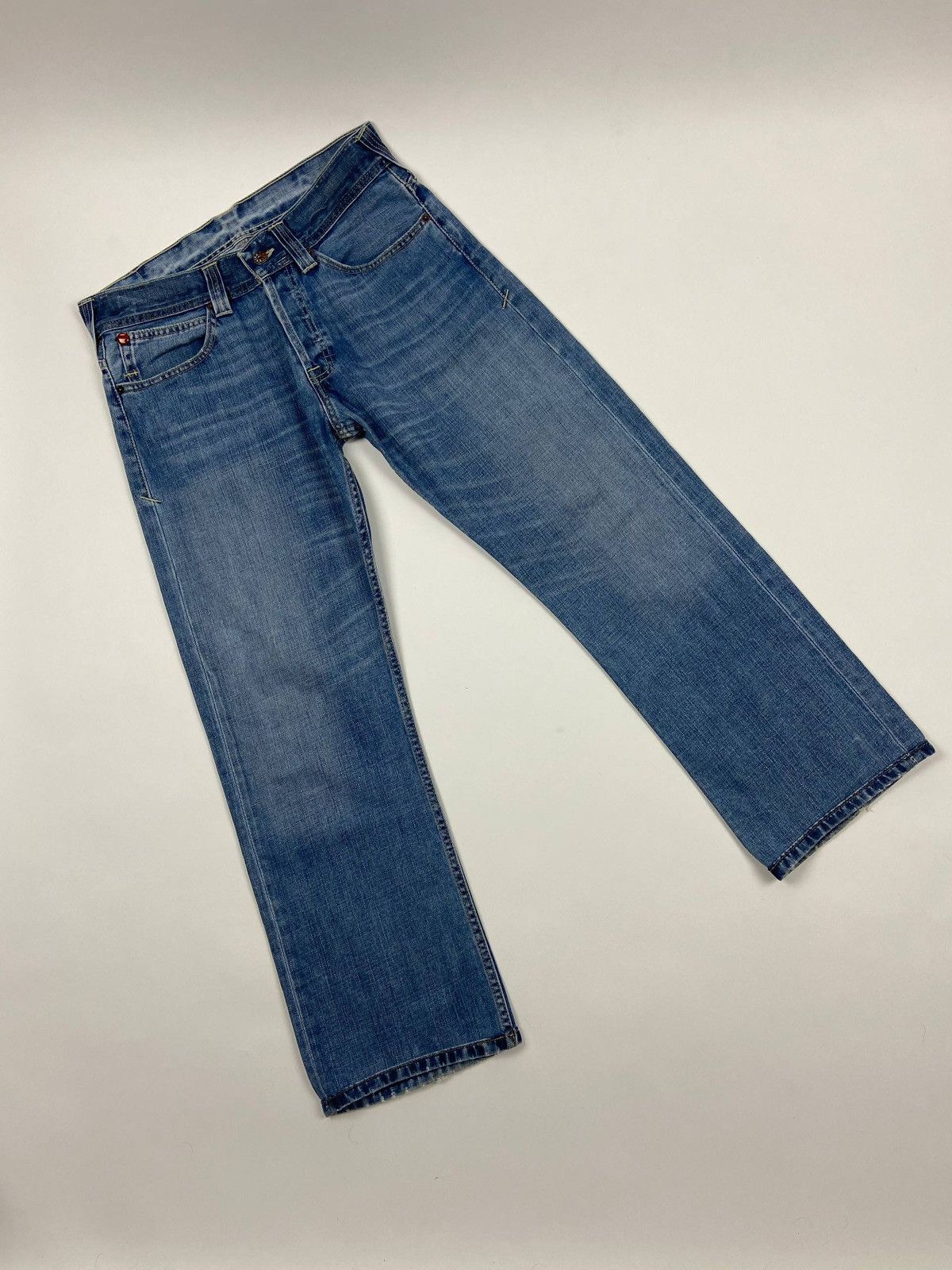 Evisu × Puma Blue Denim Straight Fit Seagull Logo Vintage Y2K Size US 32 / EU 48 - 7 Thumbnail