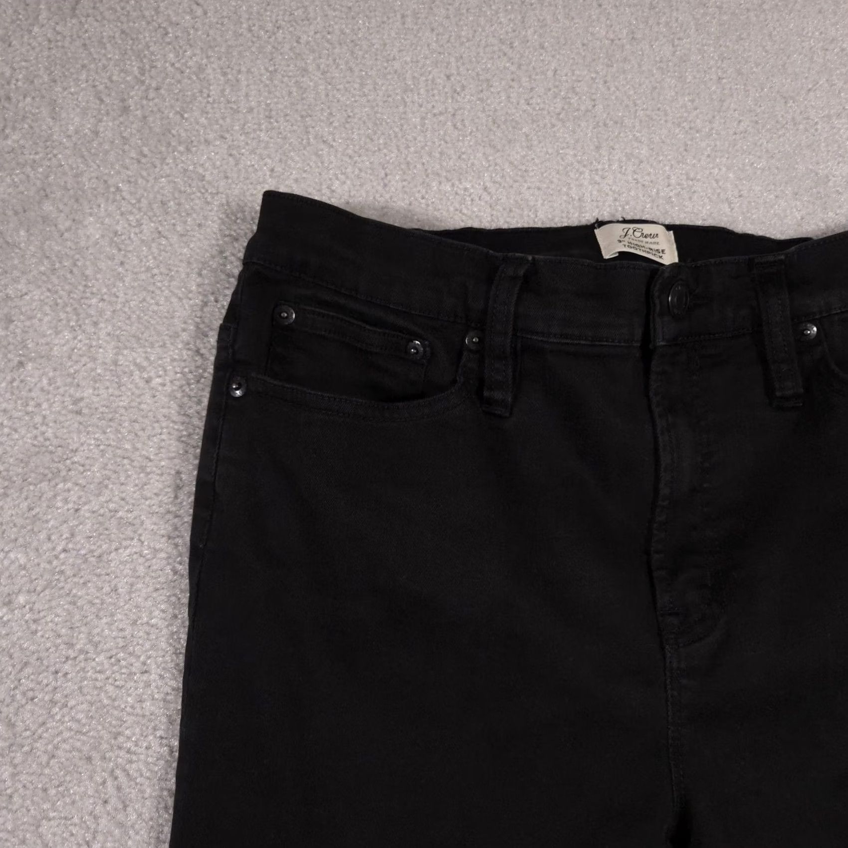 J.Crew J.Crew Jeans Womens 32 Black 9-Inch High-Rise Toothpick Skinny Leg Denim Zip Fly Size 24" / US 00 / IT 34 - 4 Thumbnail