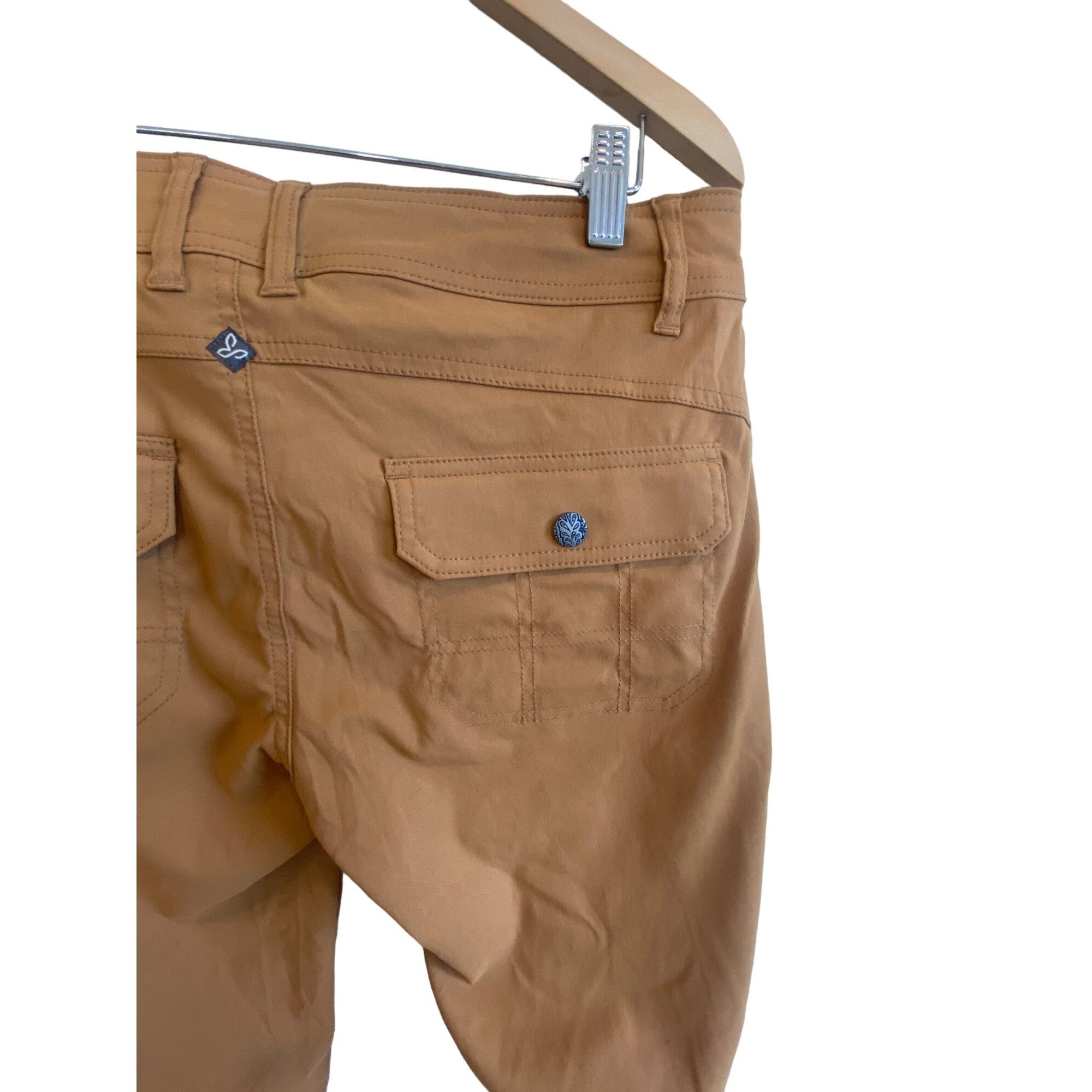 Prana NWT PrAna Halle Pants Women's 8 Short Tan Snap Roll Up Quick Size 30" / US 8 / IT 44 - 13 Thumbnail