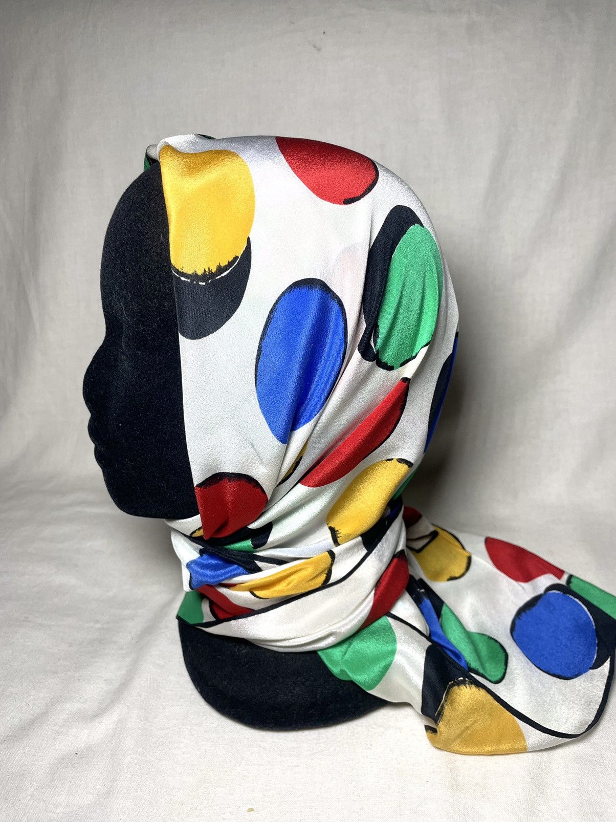Vintage Loredano white polka dot silk scarf Size ONE SIZE - 6 Thumbnail
