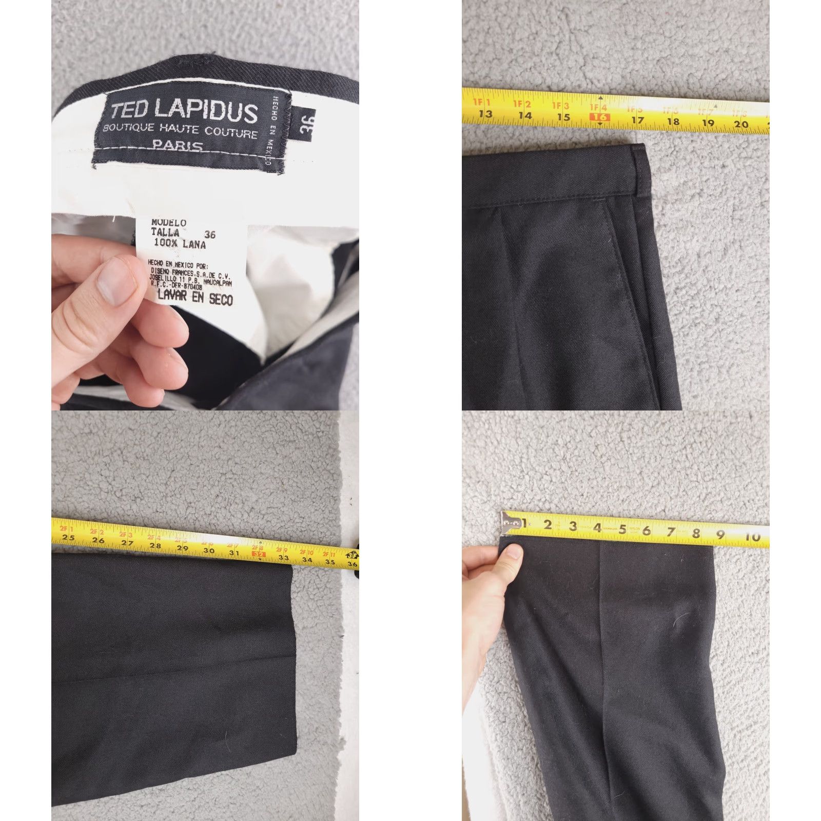 TED LAPIDUS TED LAPIDUS Pants Mens 34 Black 100% Wool Boutique Haute Couture Paris Dress Pants Front Flat Solid Inseam 33 Size US 34 / EU 50 - 8 Thumbnail