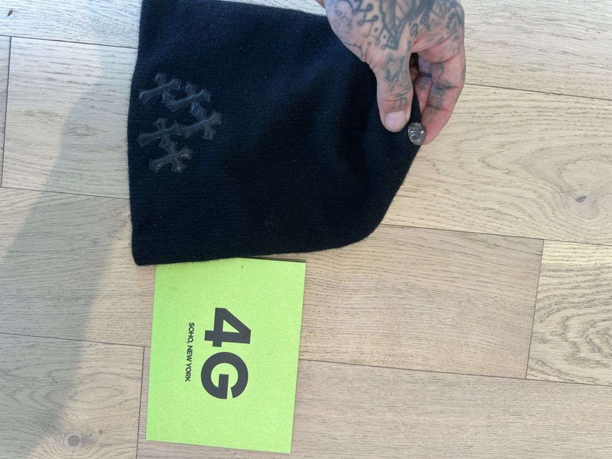 Chrome Hearts CHROME HEARTS NEW CASHMERE & LEATHER CROSS PATCH BEANIE HAT Size ONE SIZE - 2 Thumbnail