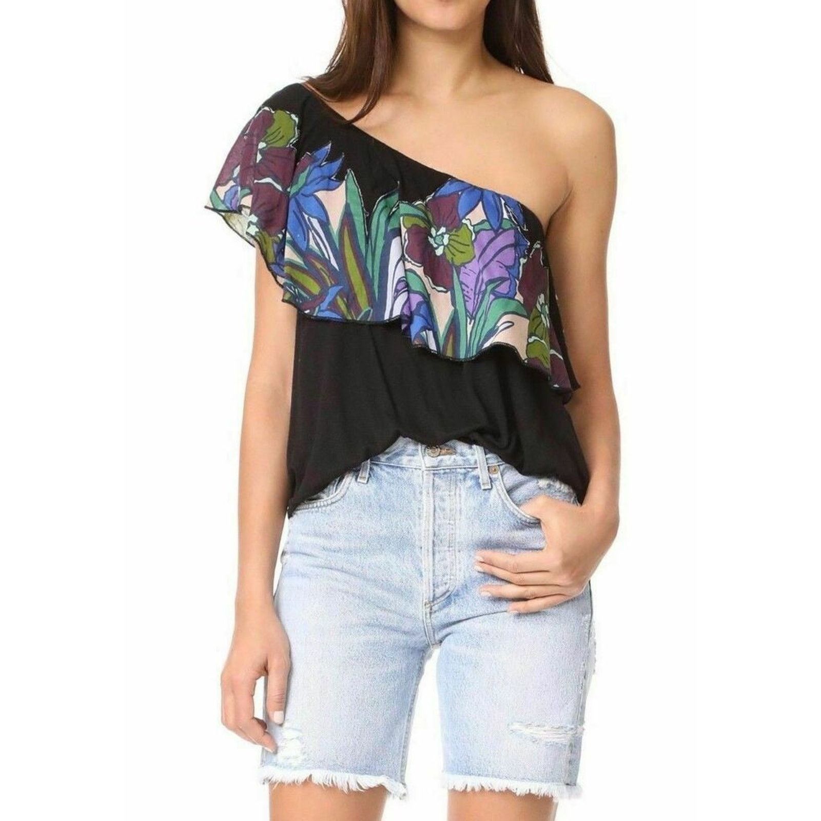 Free People New Free People Annka One-Shoulder Floral Top Retail $78 Size S / US 4 / IT 40 - 1 Thumbnail