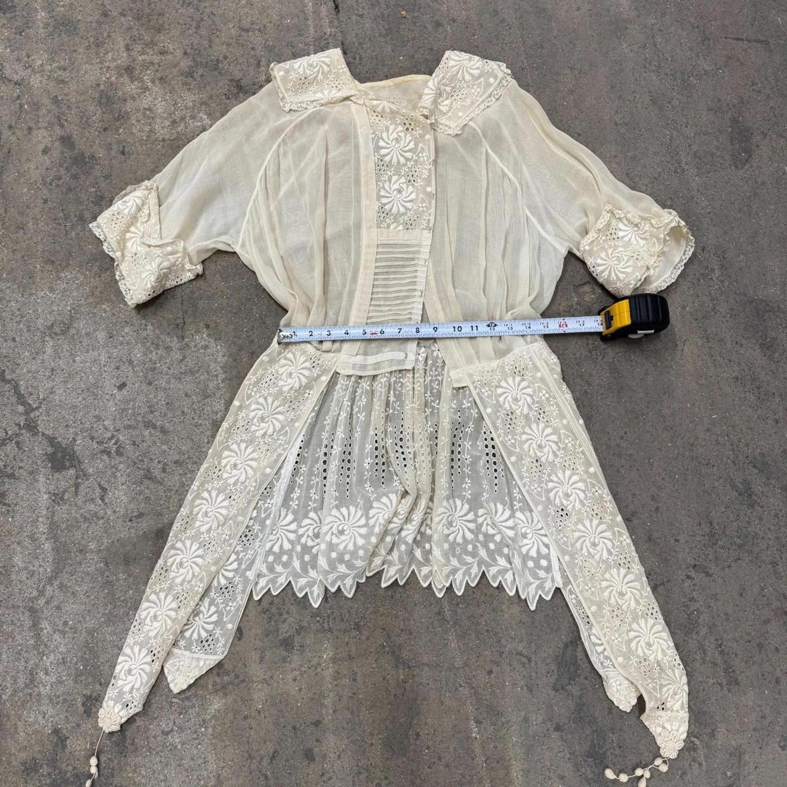 Other RARE Antique Edwardian White Broderie Tea Robe Jacket Size S / US 4 / IT 40 - 6 Thumbnail