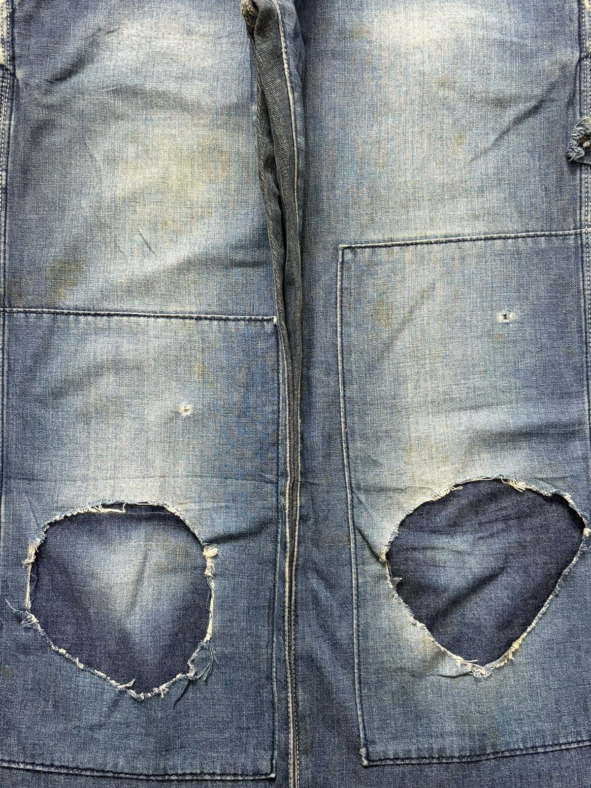 Marithe + Francois Girbaud Vintage Japanese Brand Carpenter Patch Distress Loose Jeans Size 31" - 3 Thumbnail
