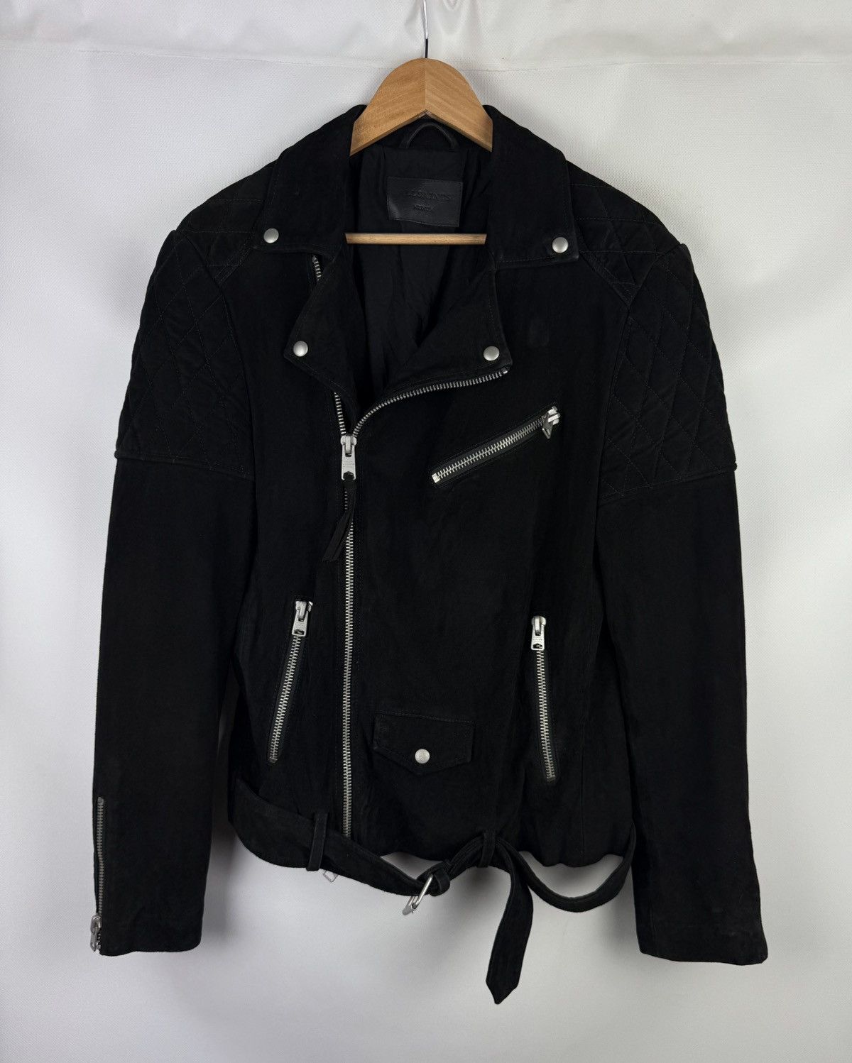 Allsaints Allsaints Bonson Biker Goat Leather Belted Suede Jacket Size US M / EU 48-50 / 2 - 1 Thumbnail