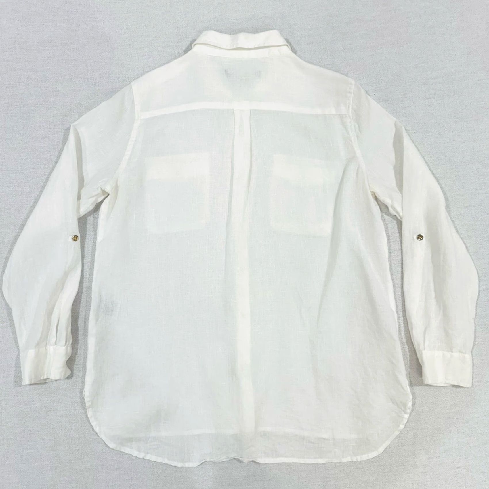 Tommy Hilfiger Tommy Hilfiger Women's Button Up Shirt L White 100% Linen Long Sleeve Summer Spring Casual Travel White Size L / US 10 / IT 46 - 3 Thumbnail