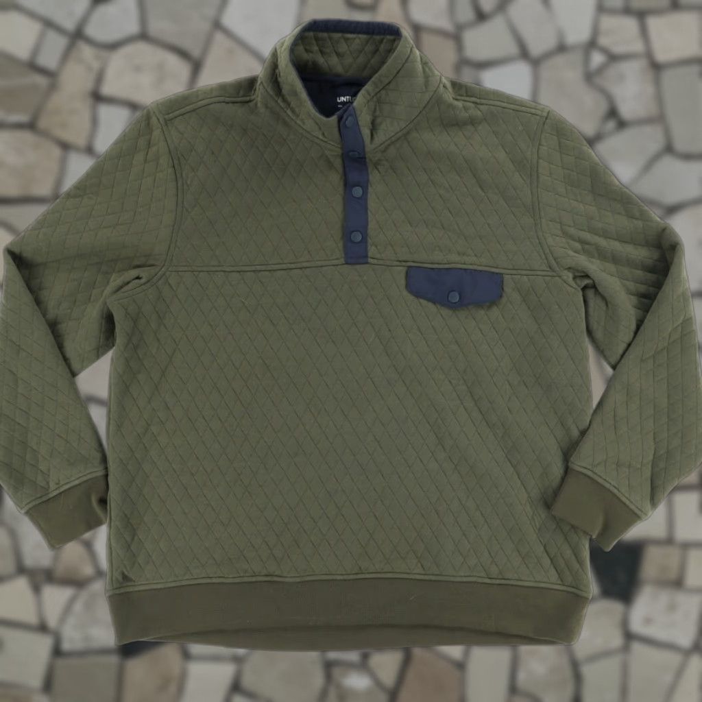 UNTUCKit Untuckit Carufe Quilted Snap Pullover Sweatshirt Green XL Men Shirt Size US XL / EU 56 / 4 - 1 Thumbnail