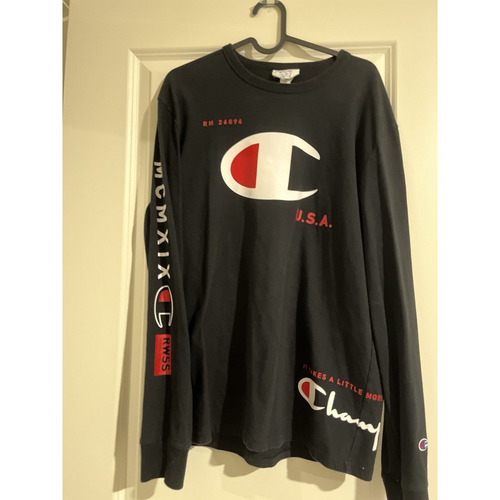 Champion Champion USA Big Logo Long Sleeve Shirt Men’s Medium Black Size US M / EU 48-50 / 2 - 5 Thumbnail