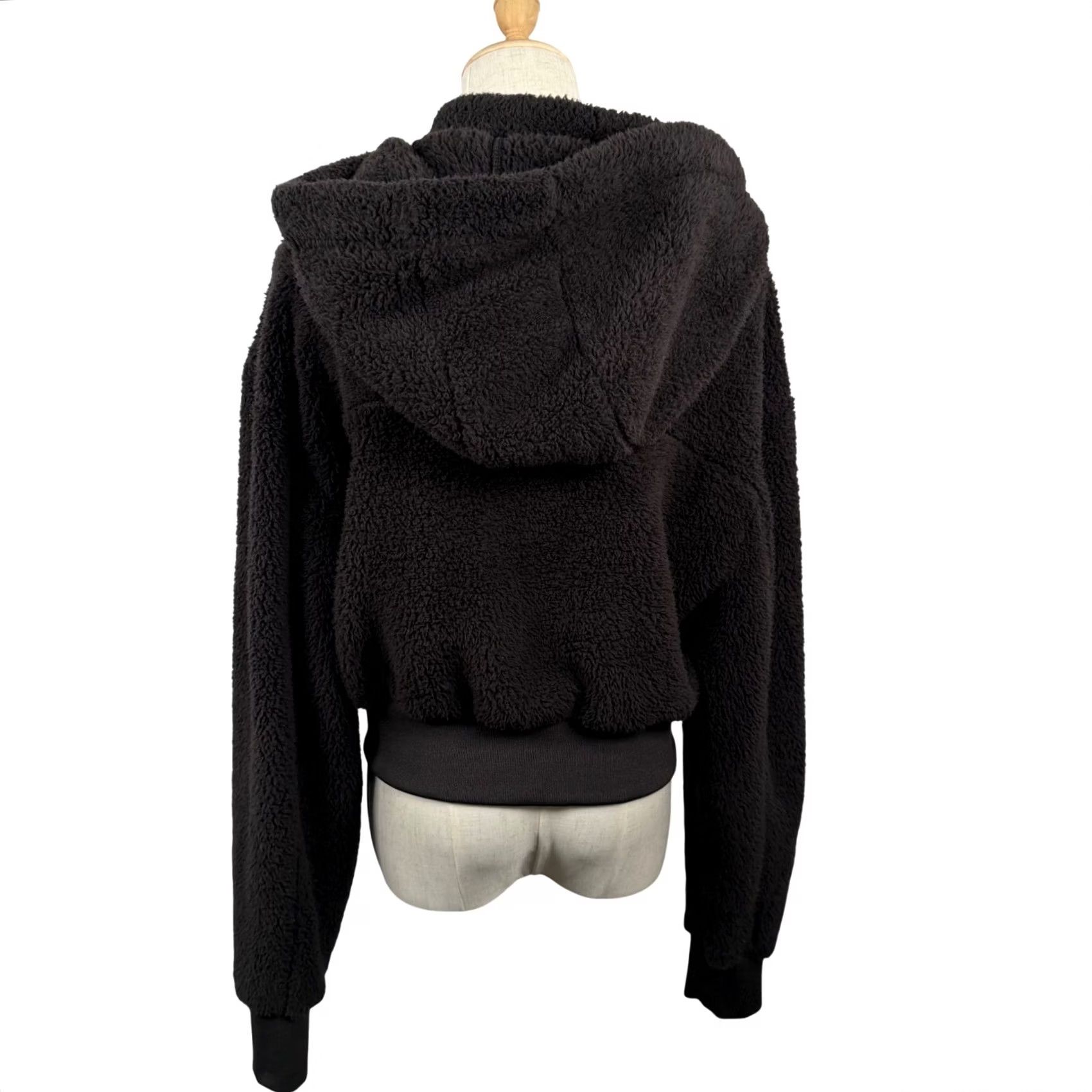 Vintage Cisono Los Angeles Sherpa Hoodie M Charcoal Gray Cropped Cozy Teddy Fleece Jacket Size M / US 6-8 / IT 42-44 - 3 Thumbnail