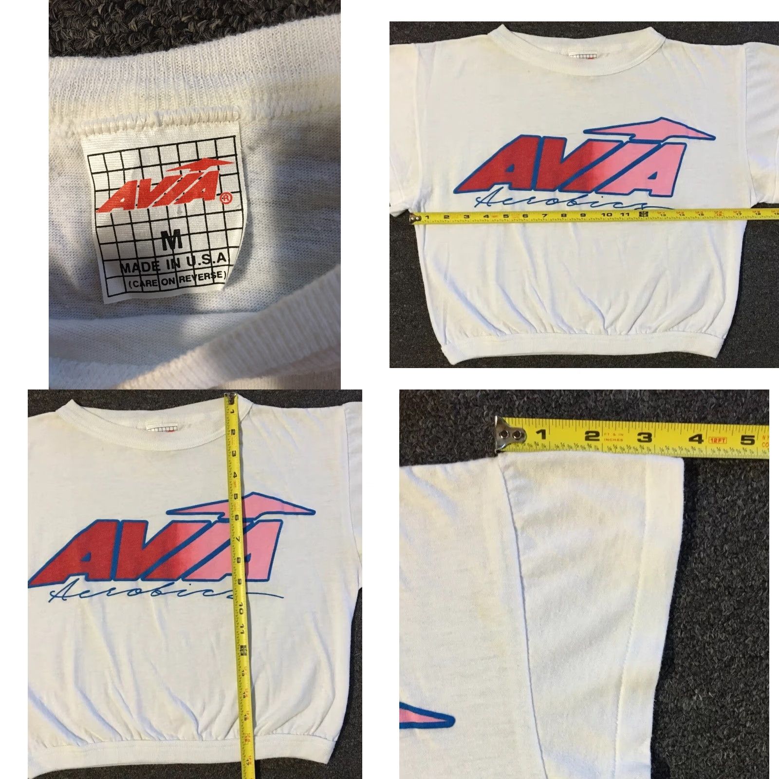 Avia Vtg 80s Avia Faded Crop Shirt M USA Gym Beach Surf Grunge Vaporwave Skate OP 90s Size M / US 6-8 / IT 42-44 - 8 Thumbnail