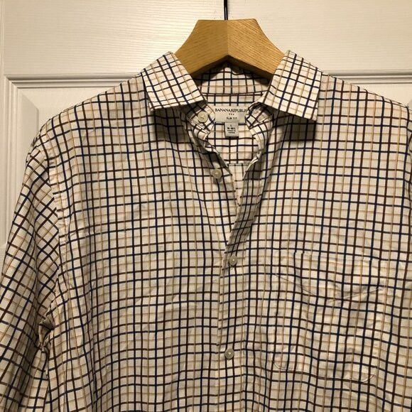 Banana Republic banana Republic men's cotton casual shirt size: L (16-16.5 ) Size US L / EU 52-54 / 3 - 3 Thumbnail