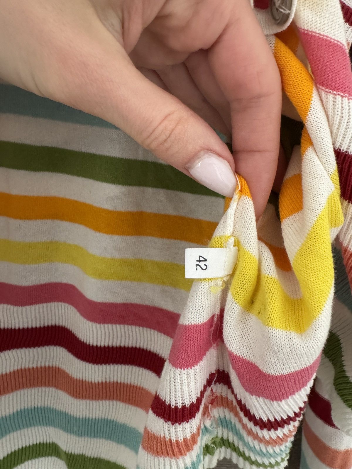 Sonia Rykiel × Vintage Sonia Rykiel Long Sleeve Stripe Button Logo Cardigan Size M / US 6-8 / IT 42-44 - 6 Thumbnail