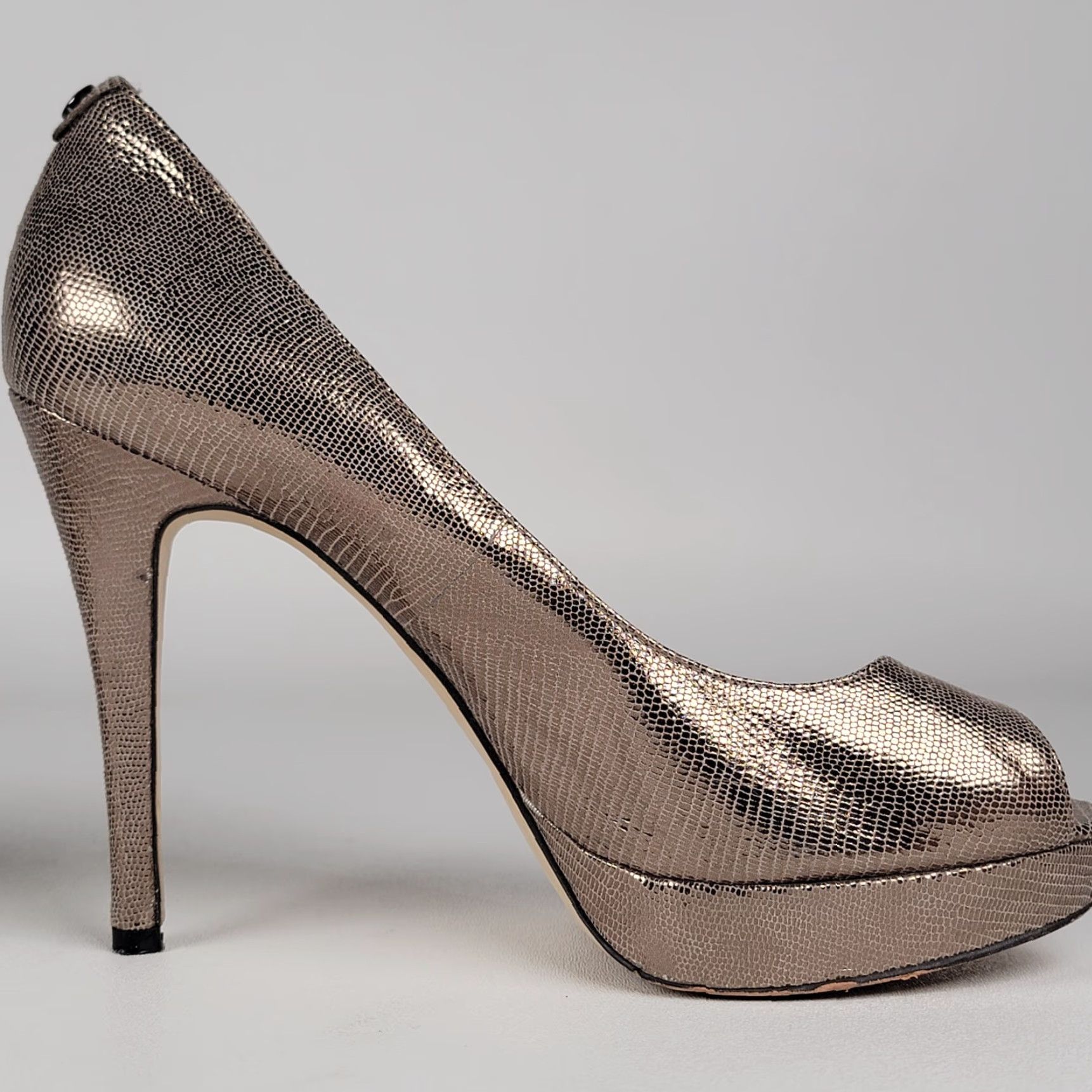 Michael Kors Michael Kors Womens Heels Size 8 Silver Platform Stiletto Open Toe Leather Slip On Womens Size US 8 / IT 38 - 6 Thumbnail
