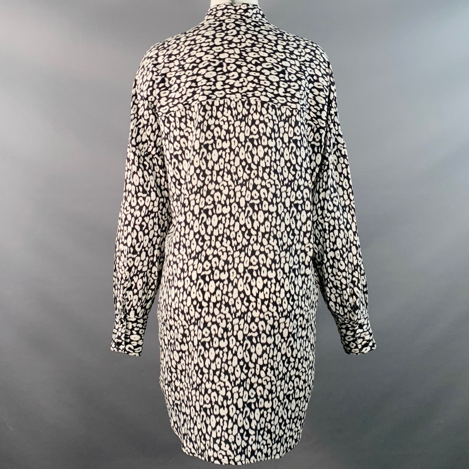 Iro IRO Size 4 Black White Rayon Animal Print Two Pockets Shirt Size XS / US 0-2 / IT 36-38 - 4 Thumbnail