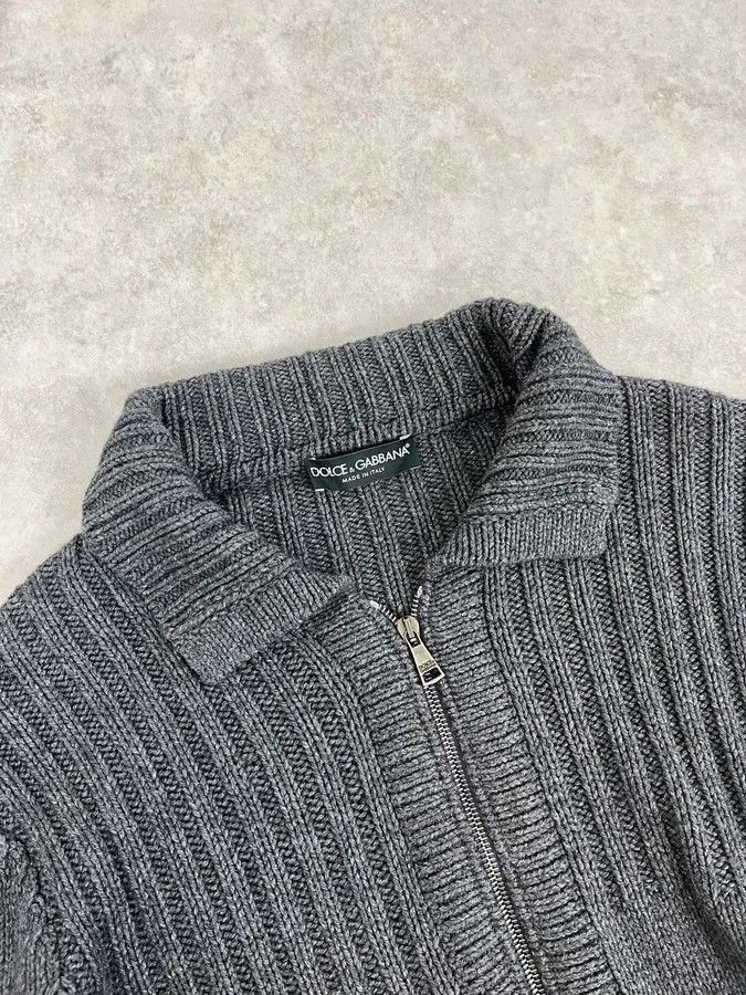 Dolce & Gabbana 2000s Dolce & Gabbana Grey Wool Minimalist Zip-up Sweater Size US L / EU 52-54 / 3 - 5 Thumbnail