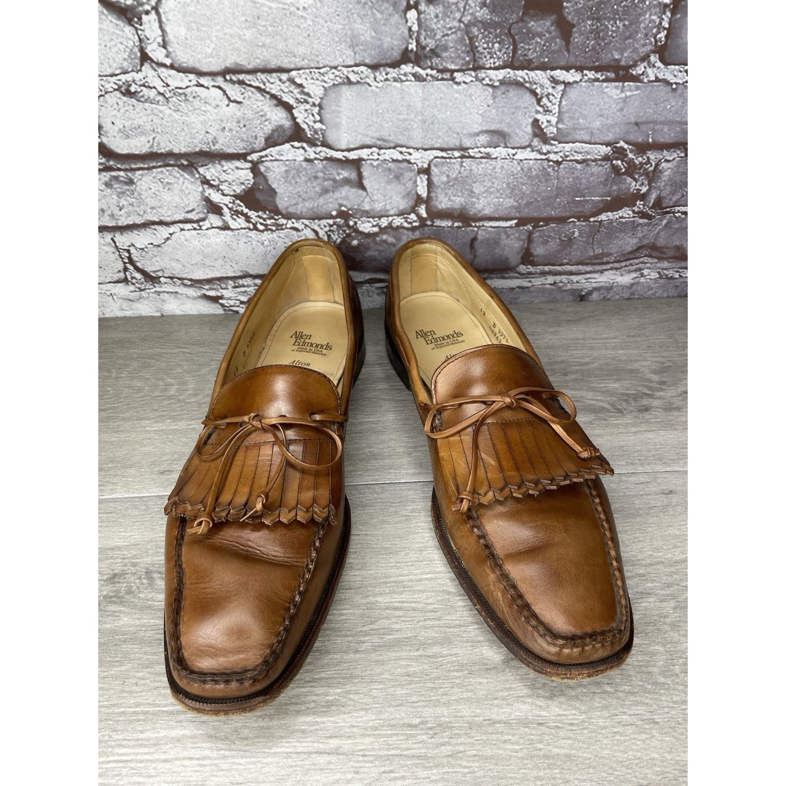 Allen Edmonds Allen Edmonds Alton USA Brown Leather Kiltie Square Toe Loaf Size US 12 / EU 45 - 13 Thumbnail