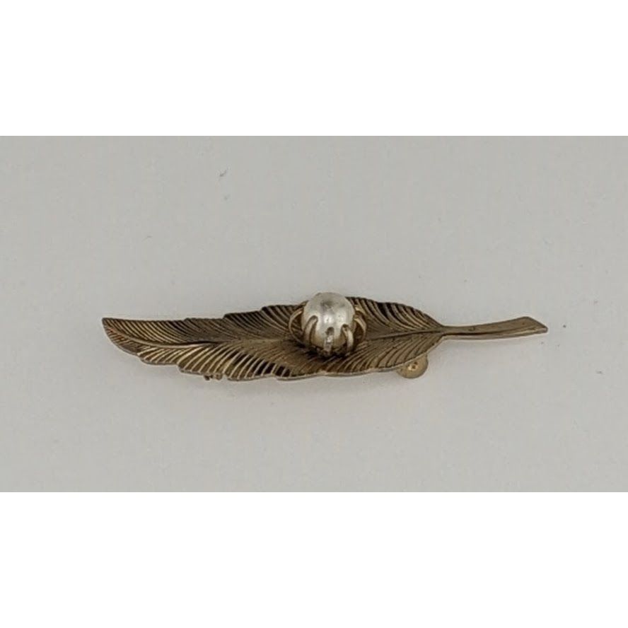 Other Vintage Victorian Revival Gold Tone Leaf Brooch With Faux Pe Size ONE SIZE - 5 Thumbnail
